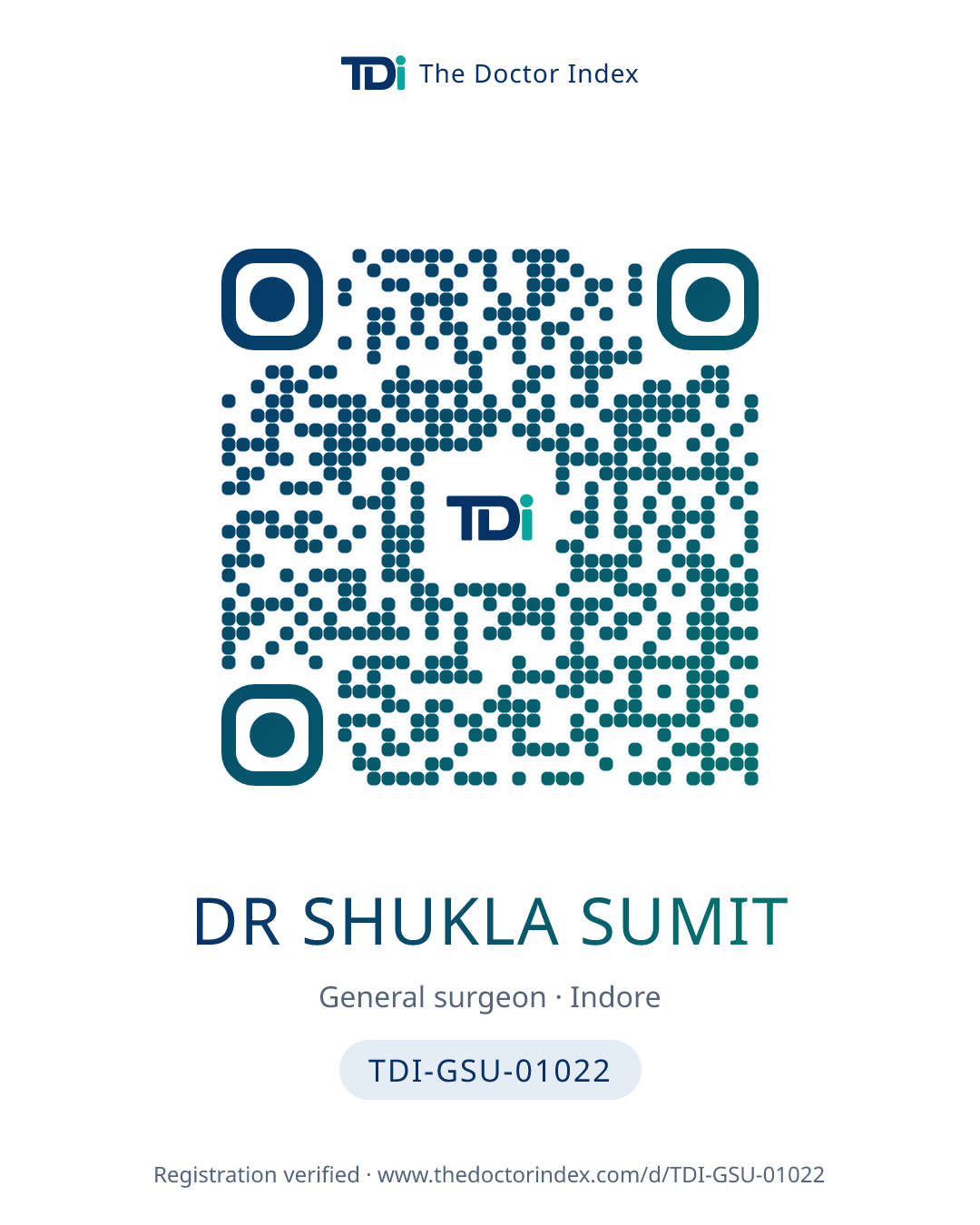 QR card for Dr Shukla Sumit, TDI-GSU-01022