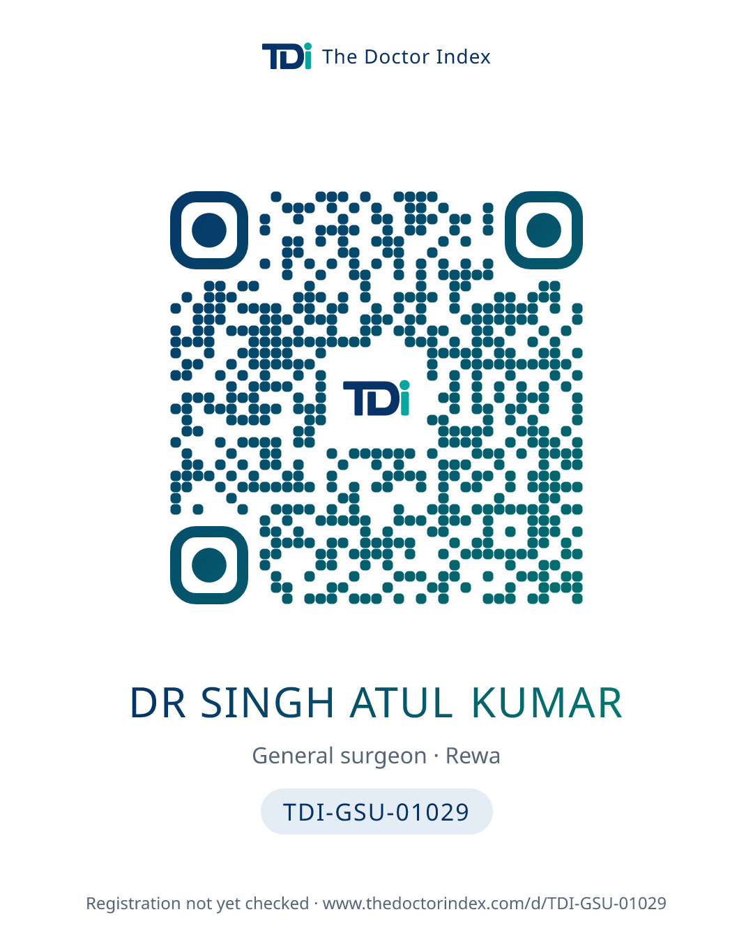 QR card for Dr Singh Atul Kumar, TDI-GSU-01029