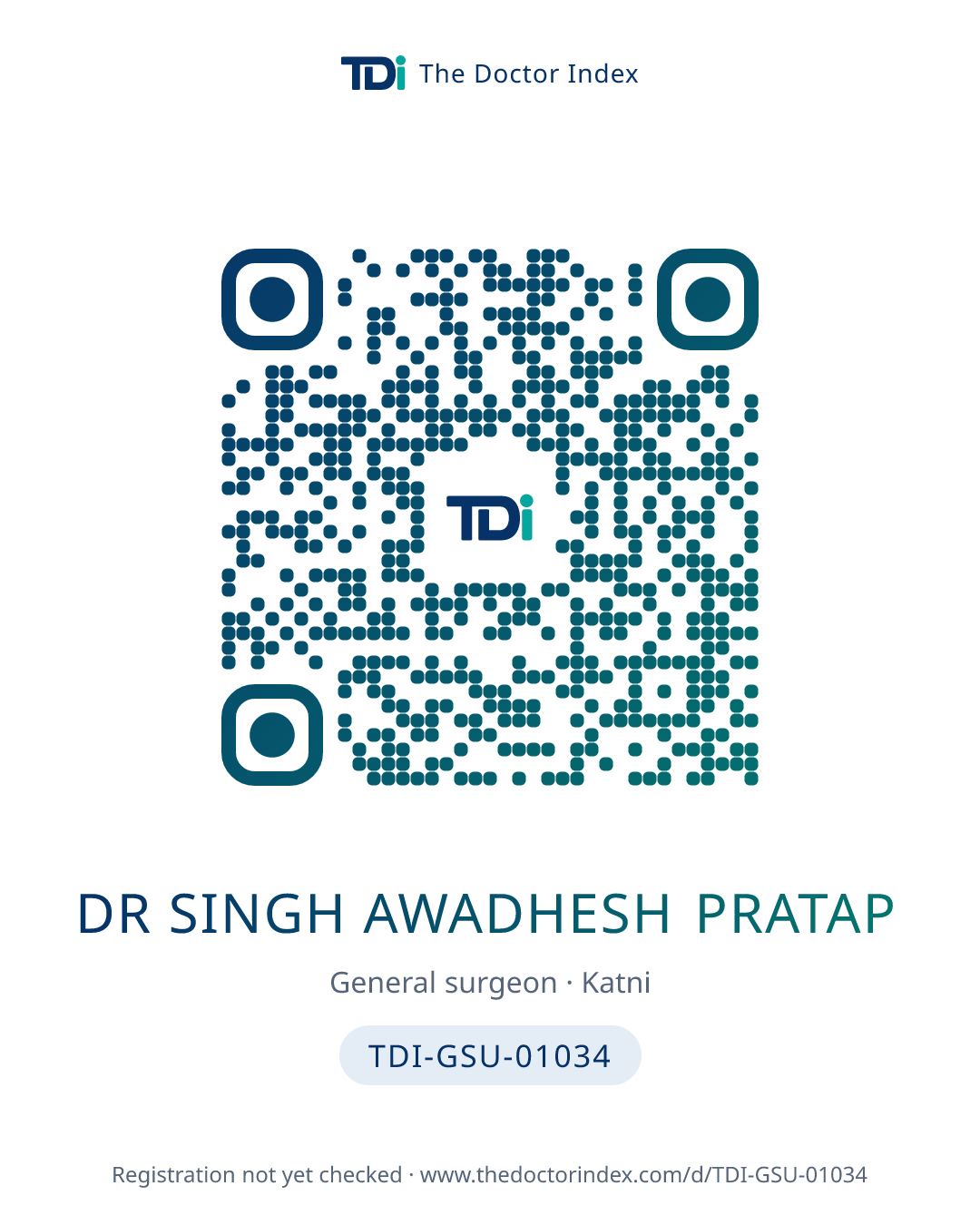 QR card for Dr Singh Awadhesh Pratap, TDI-GSU-01034