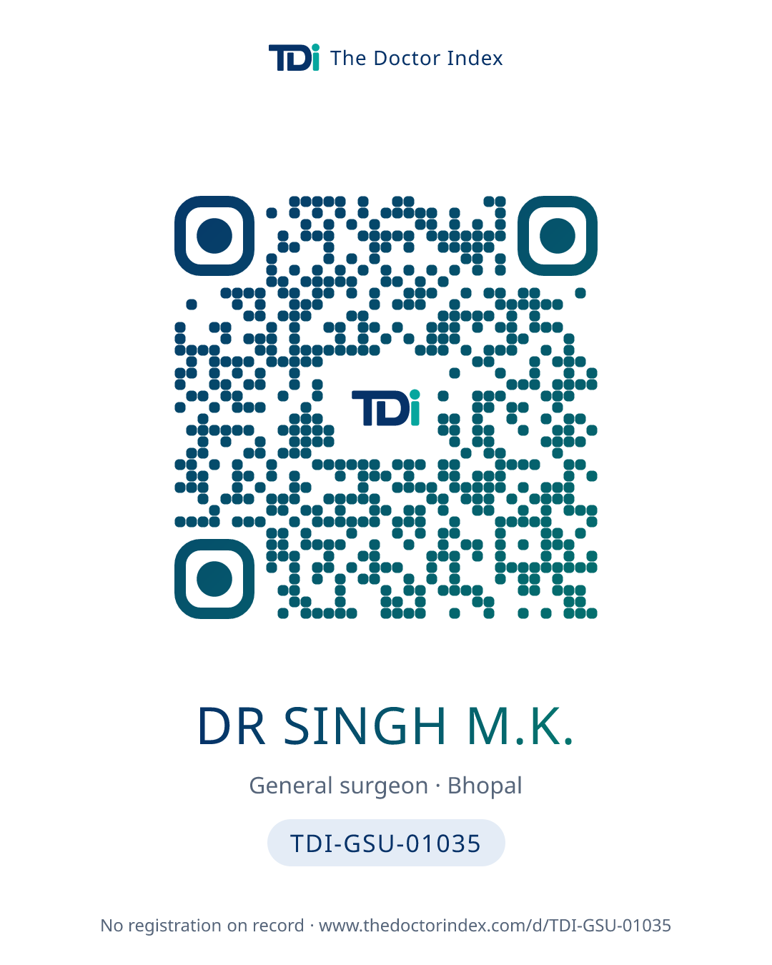 QR card for Dr Singh M.K., TDI-GSU-01035