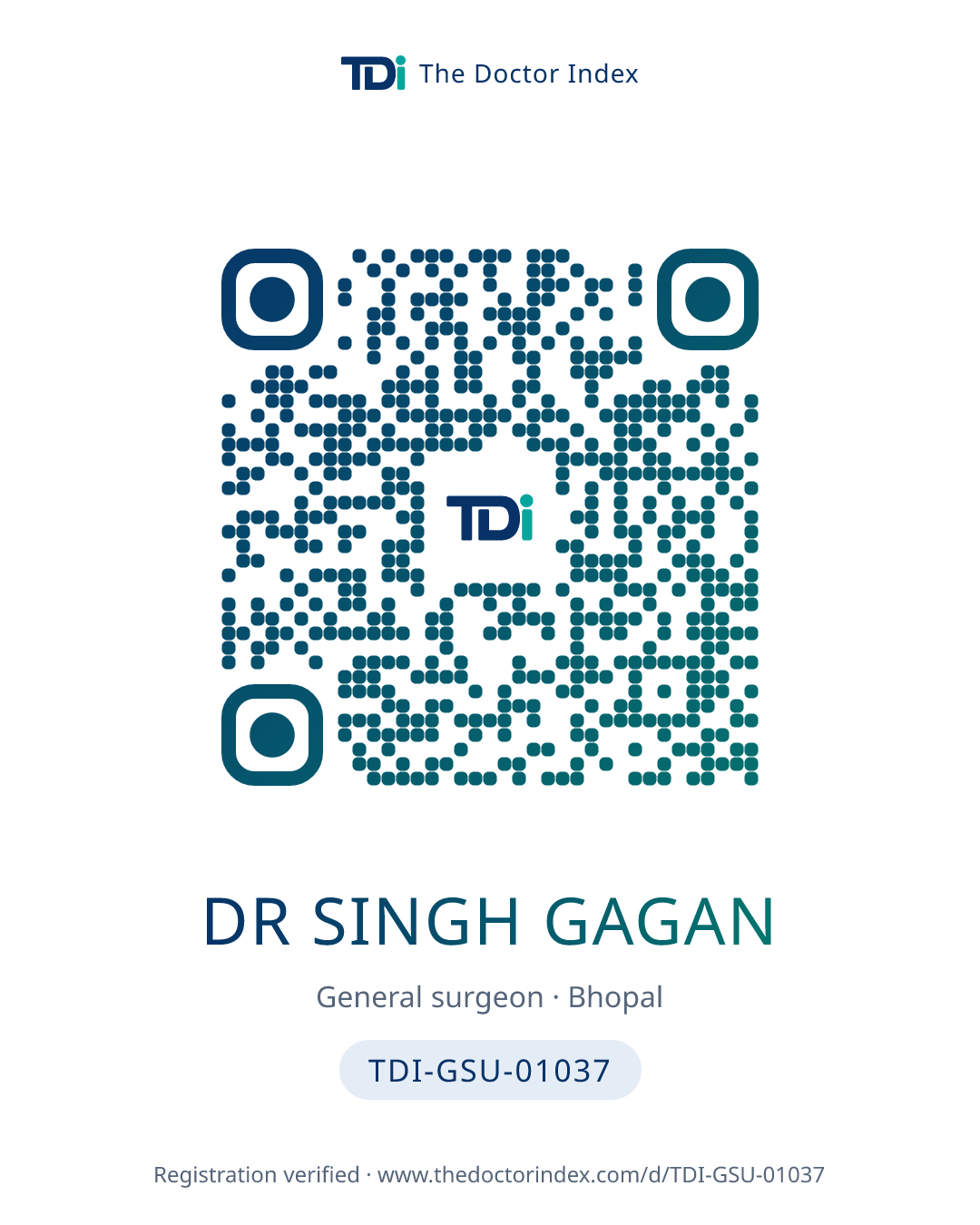 QR card for Dr Singh Gagan, TDI-GSU-01037
