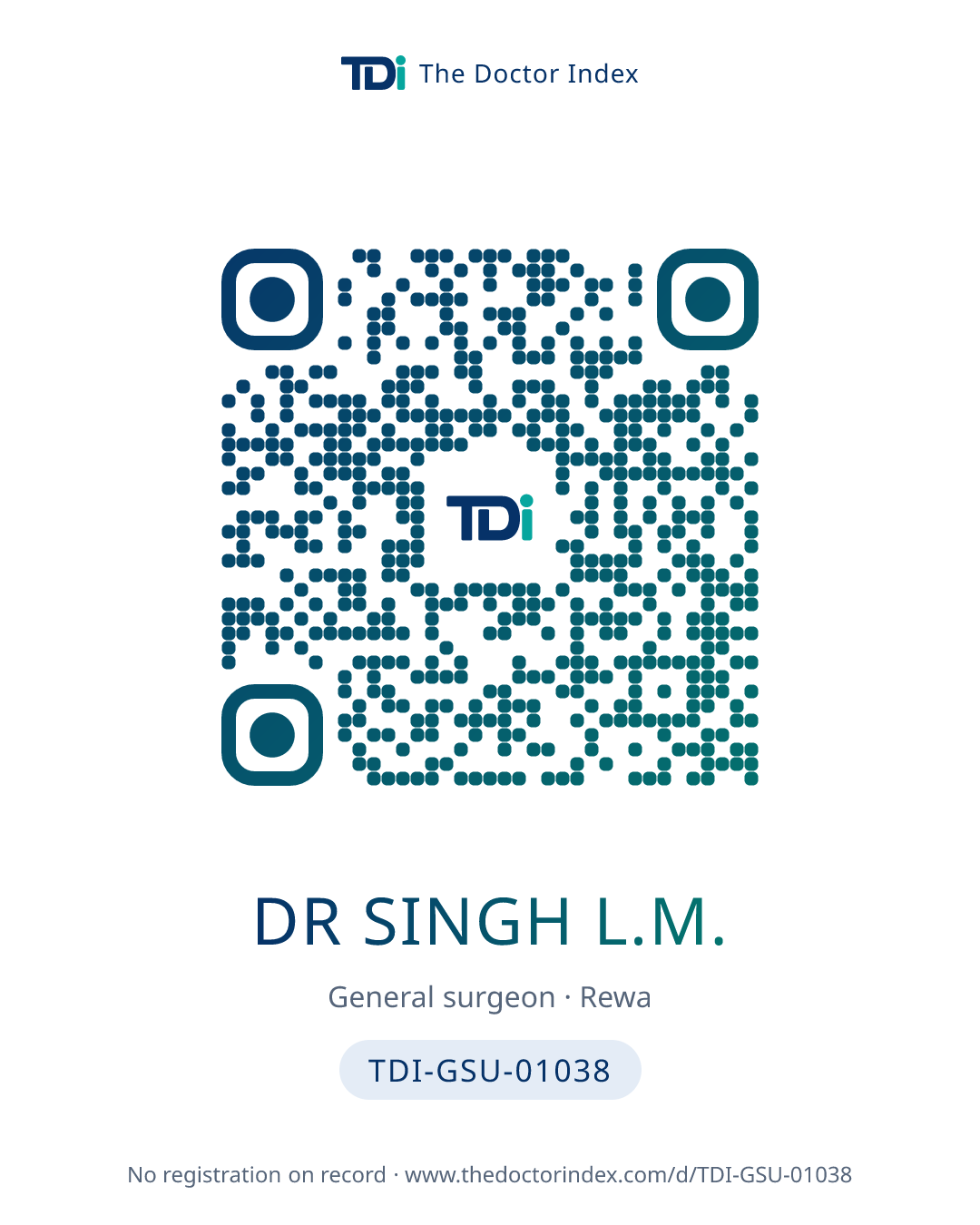 QR card for Dr Singh L.M., TDI-GSU-01038