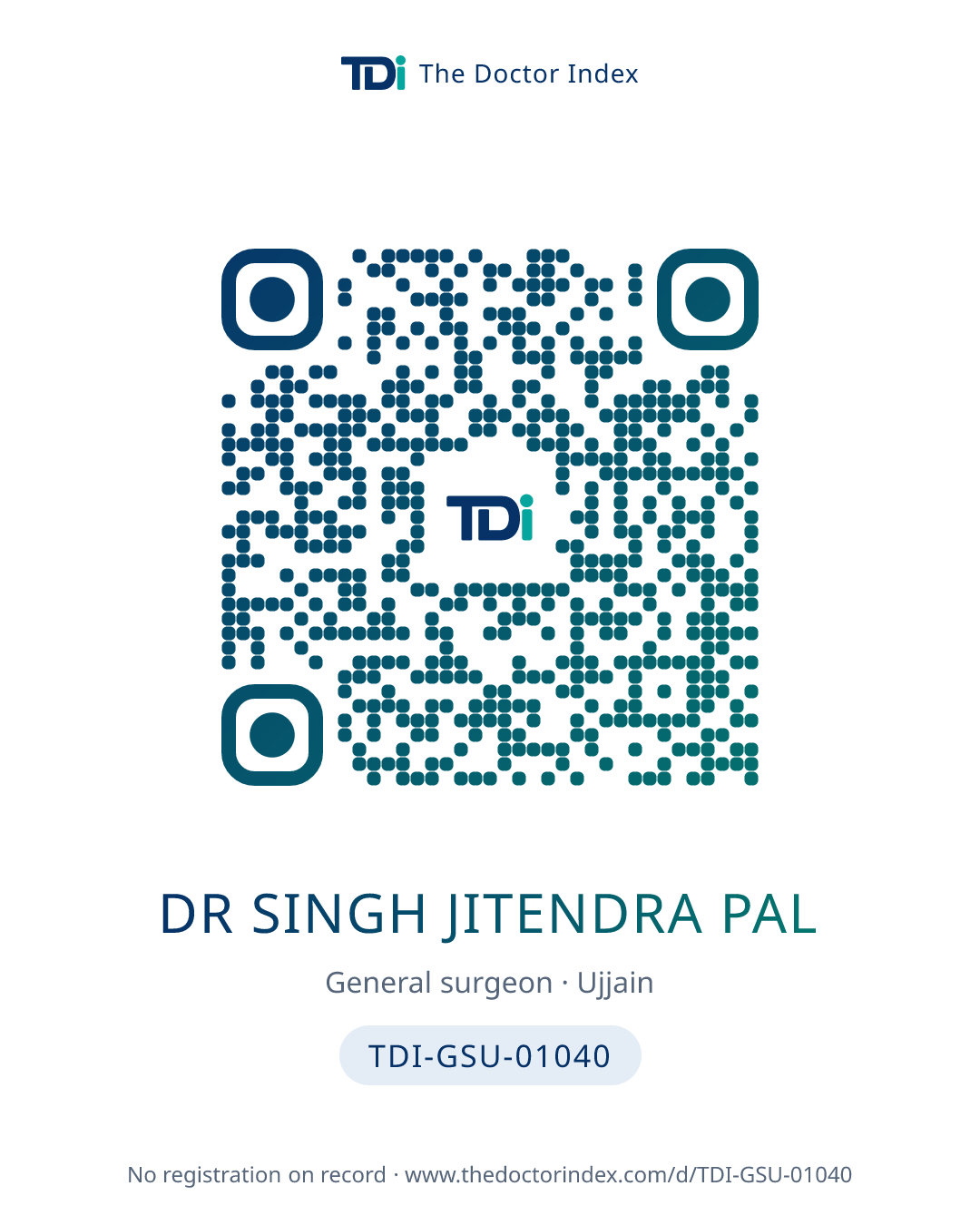 QR card for Dr Singh Jitendra Pal, TDI-GSU-01040