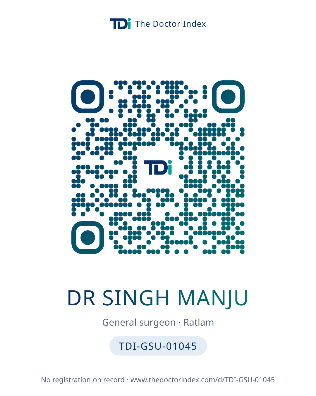 QR card for Dr Singh Manju, TDI-GSU-01045