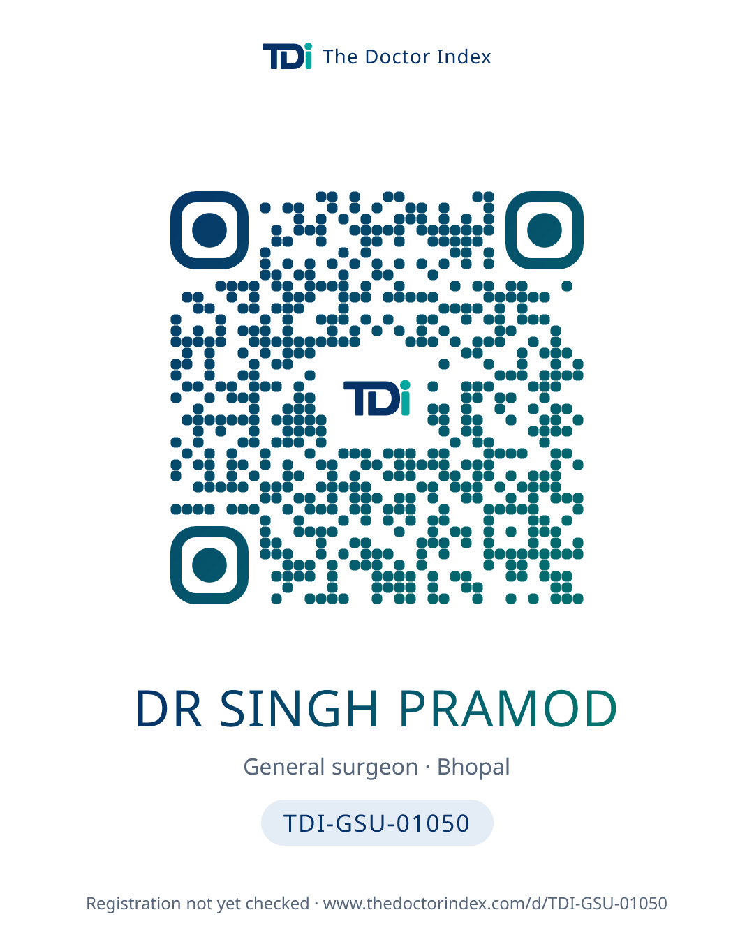 QR card for Dr Singh Pramod, TDI-GSU-01050