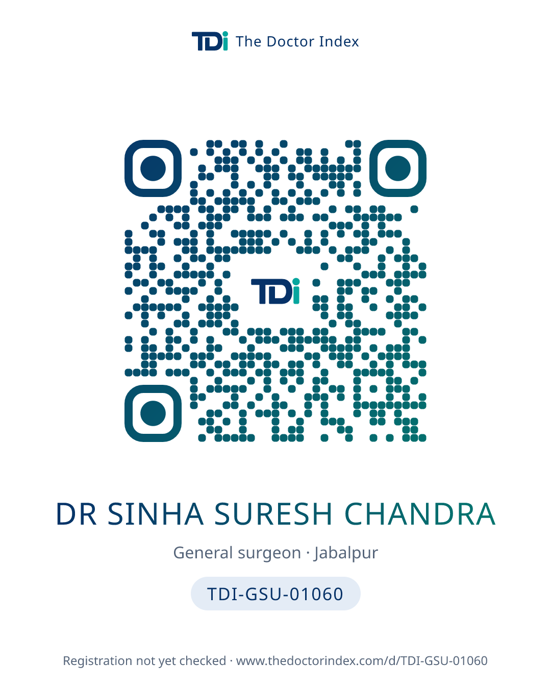 QR card for Dr Sinha Suresh Chandra, TDI-GSU-01060