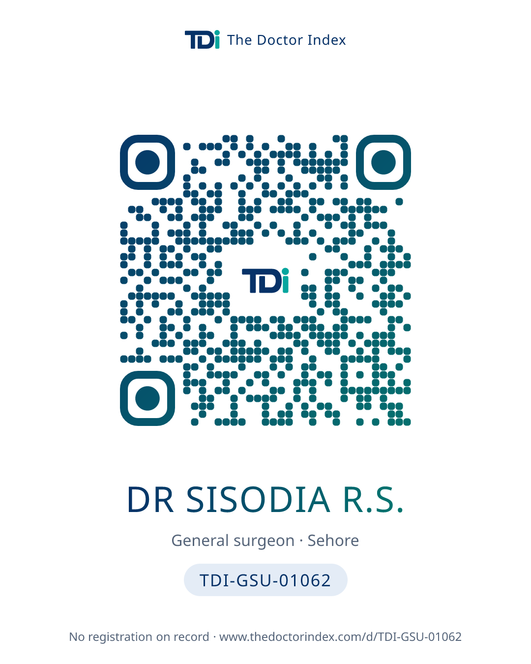 QR card for Dr Sisodia R.S., TDI-GSU-01062