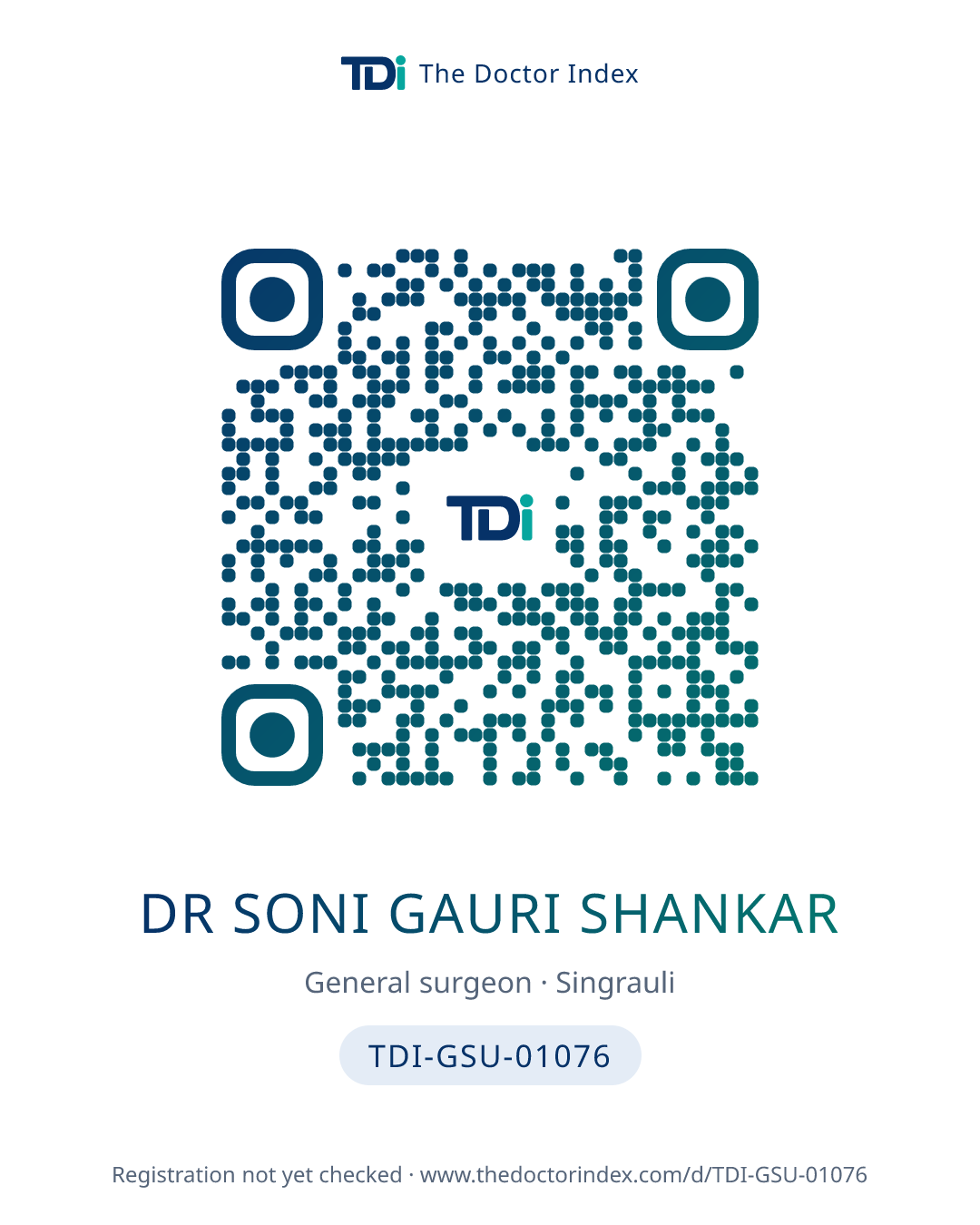 QR card for Dr Soni Gauri Shankar, TDI-GSU-01076