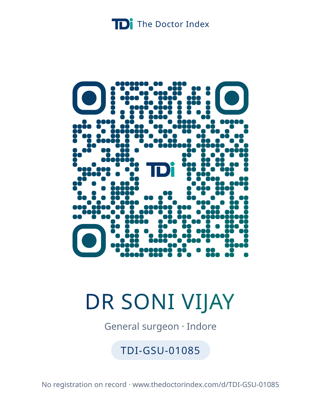 QR card for Dr Soni Vijay, TDI-GSU-01085
