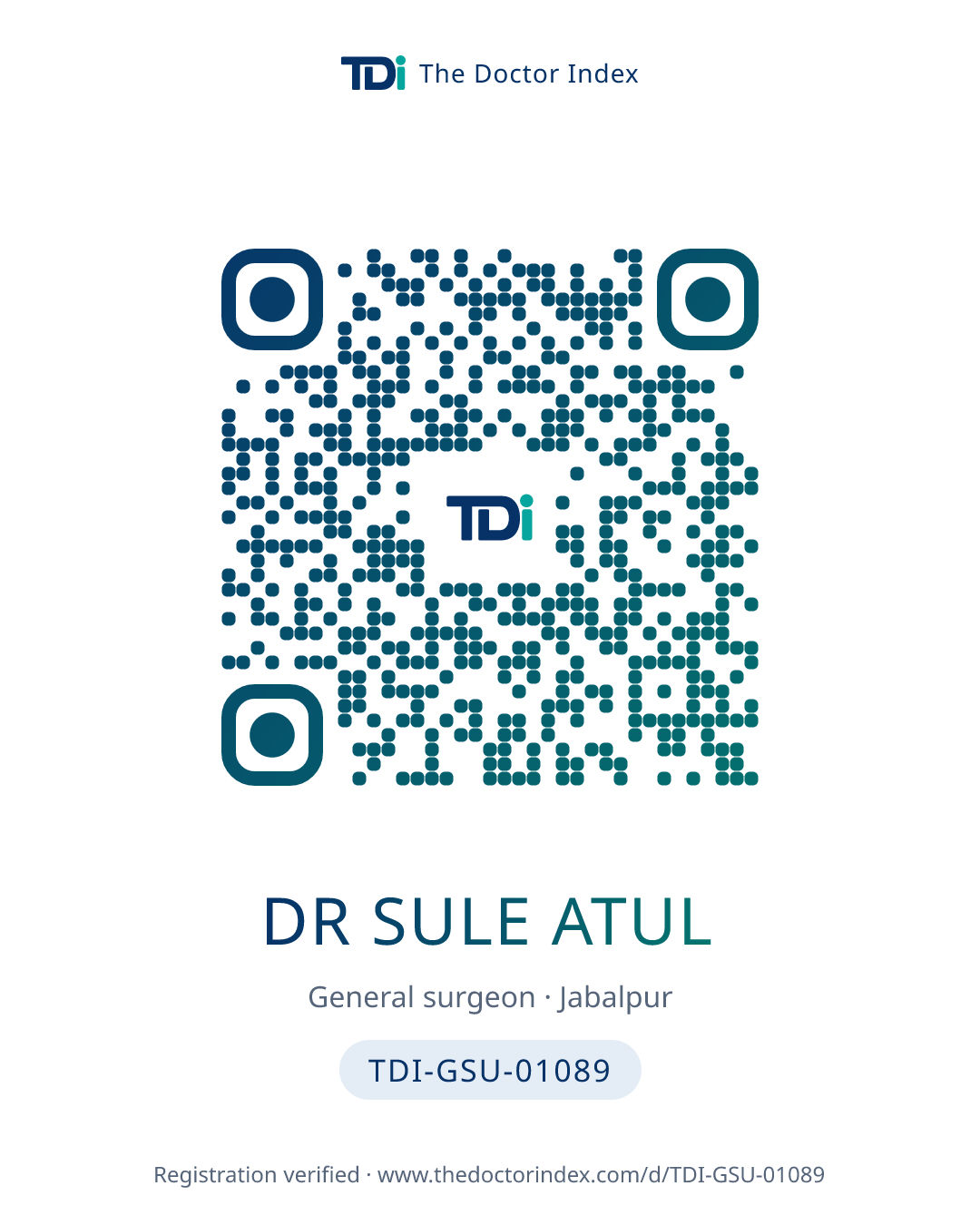 QR card for Dr Sule Atul, TDI-GSU-01089