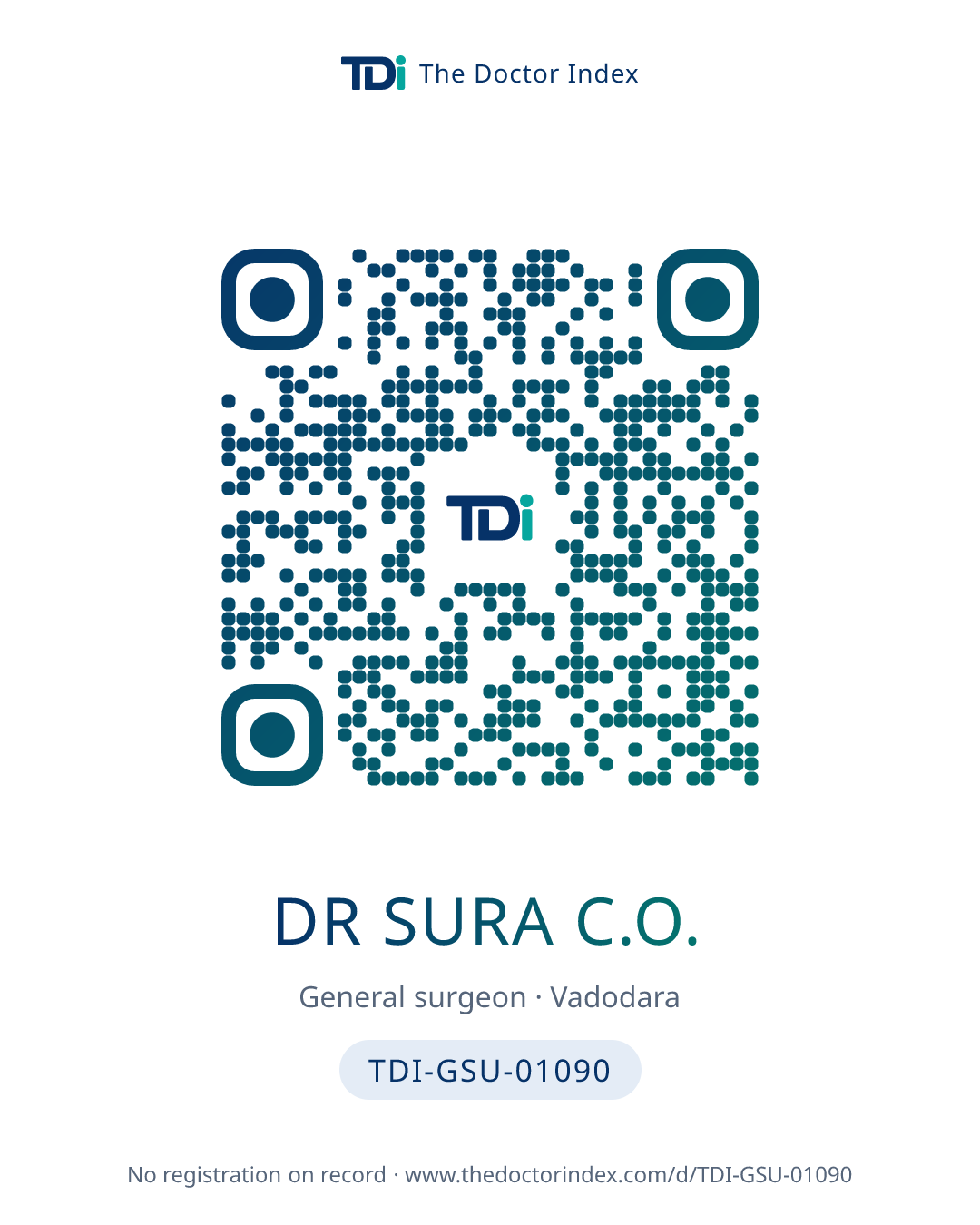 QR card for Dr Sura C.O., TDI-GSU-01090