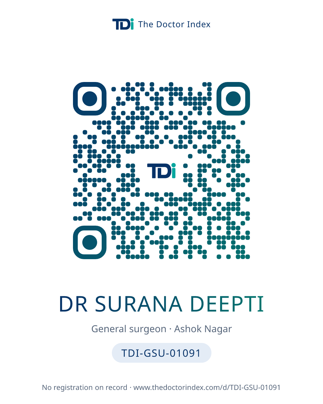 QR card for Dr Surana Deepti, TDI-GSU-01091