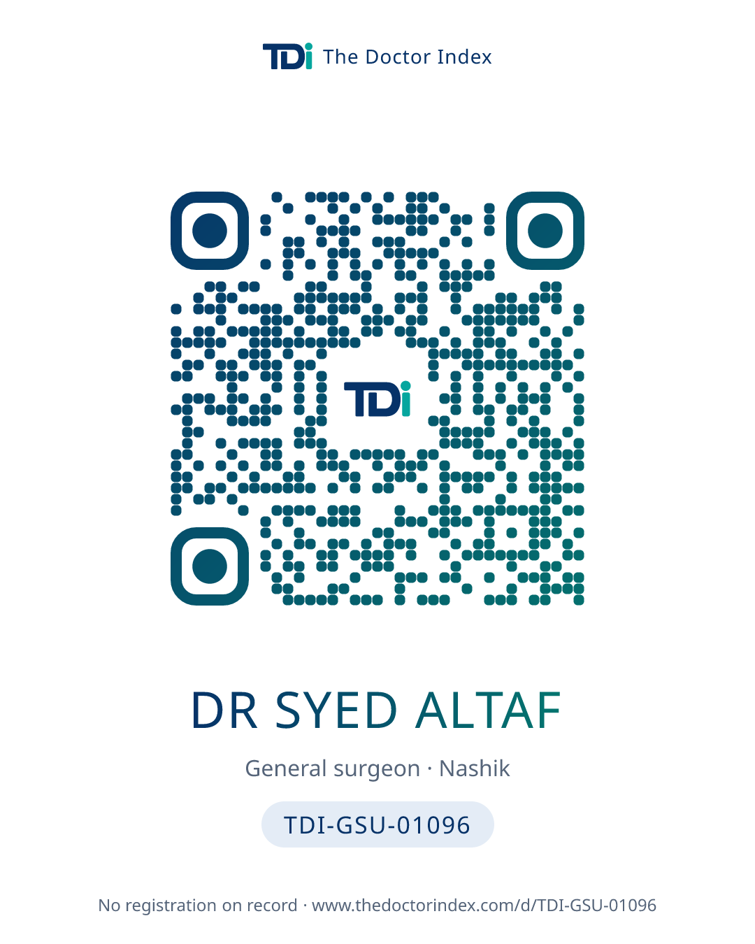 QR card for Dr Syed Altaf, TDI-GSU-01096