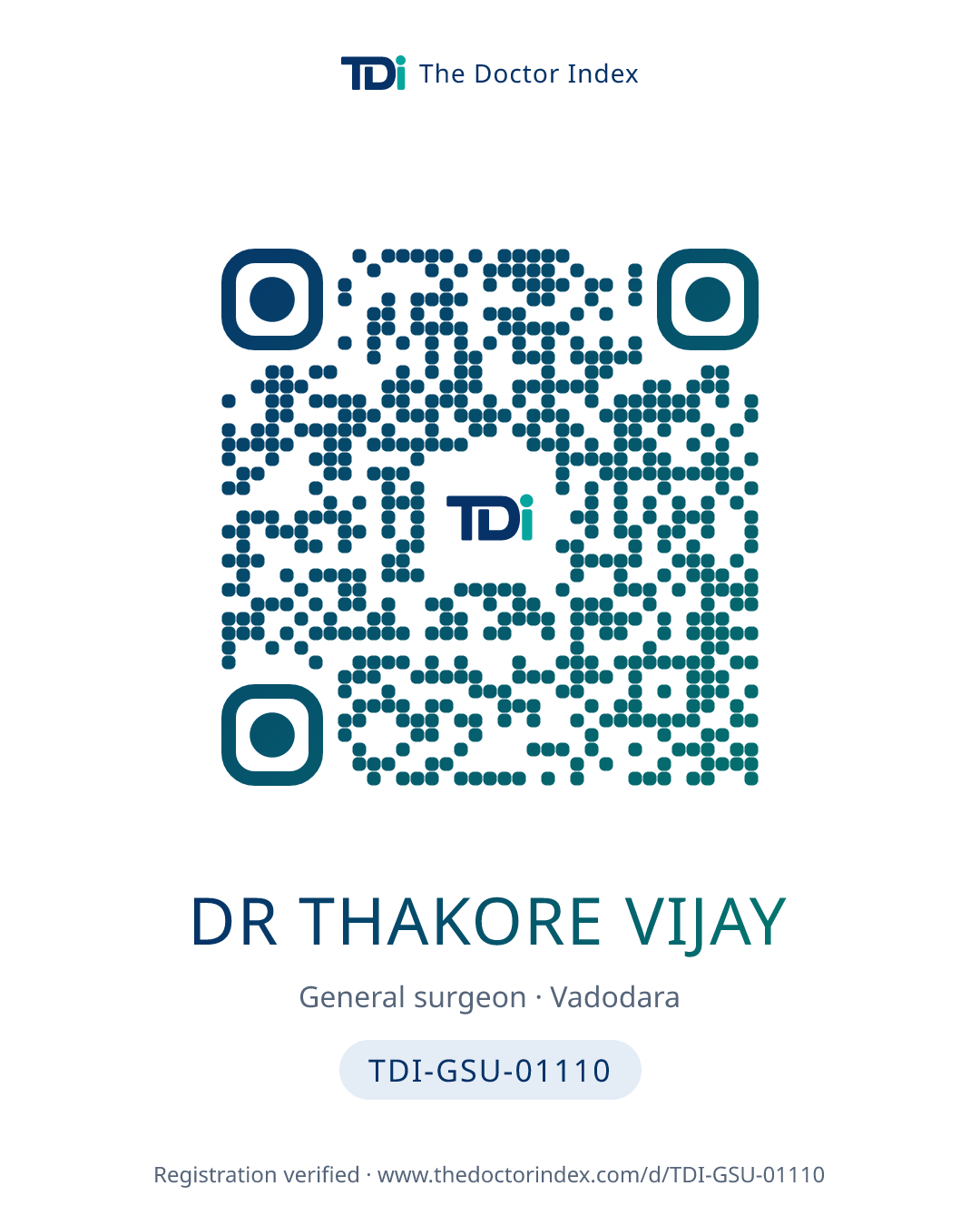 QR card for Dr Thakore Vijay, TDI-GSU-01110
