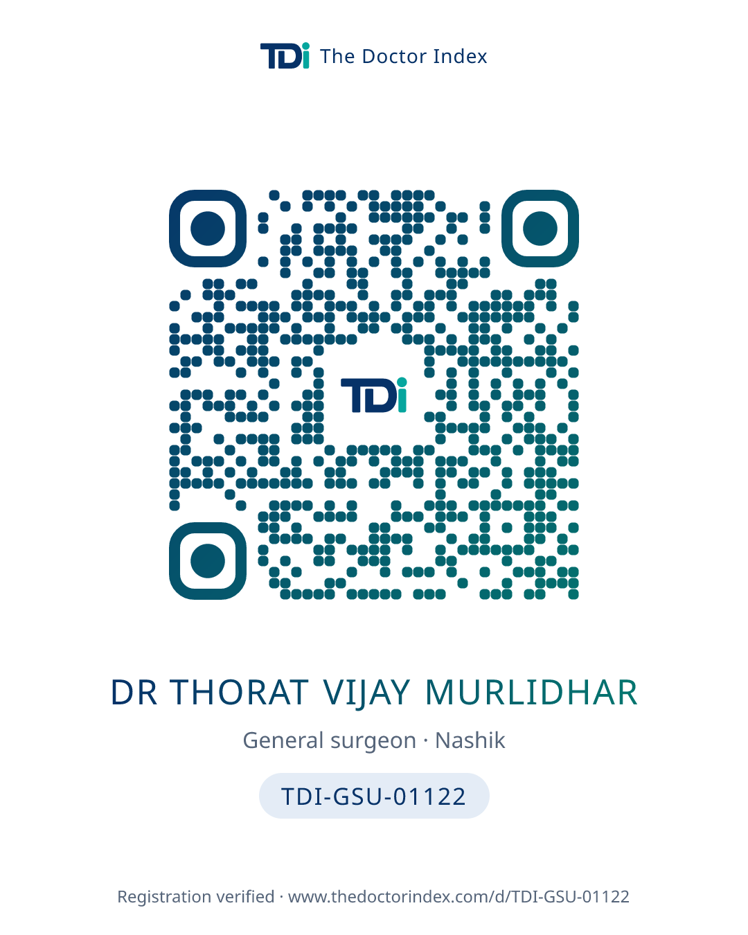 QR card for Dr Thorat Vijay Murlidhar, TDI-GSU-01122