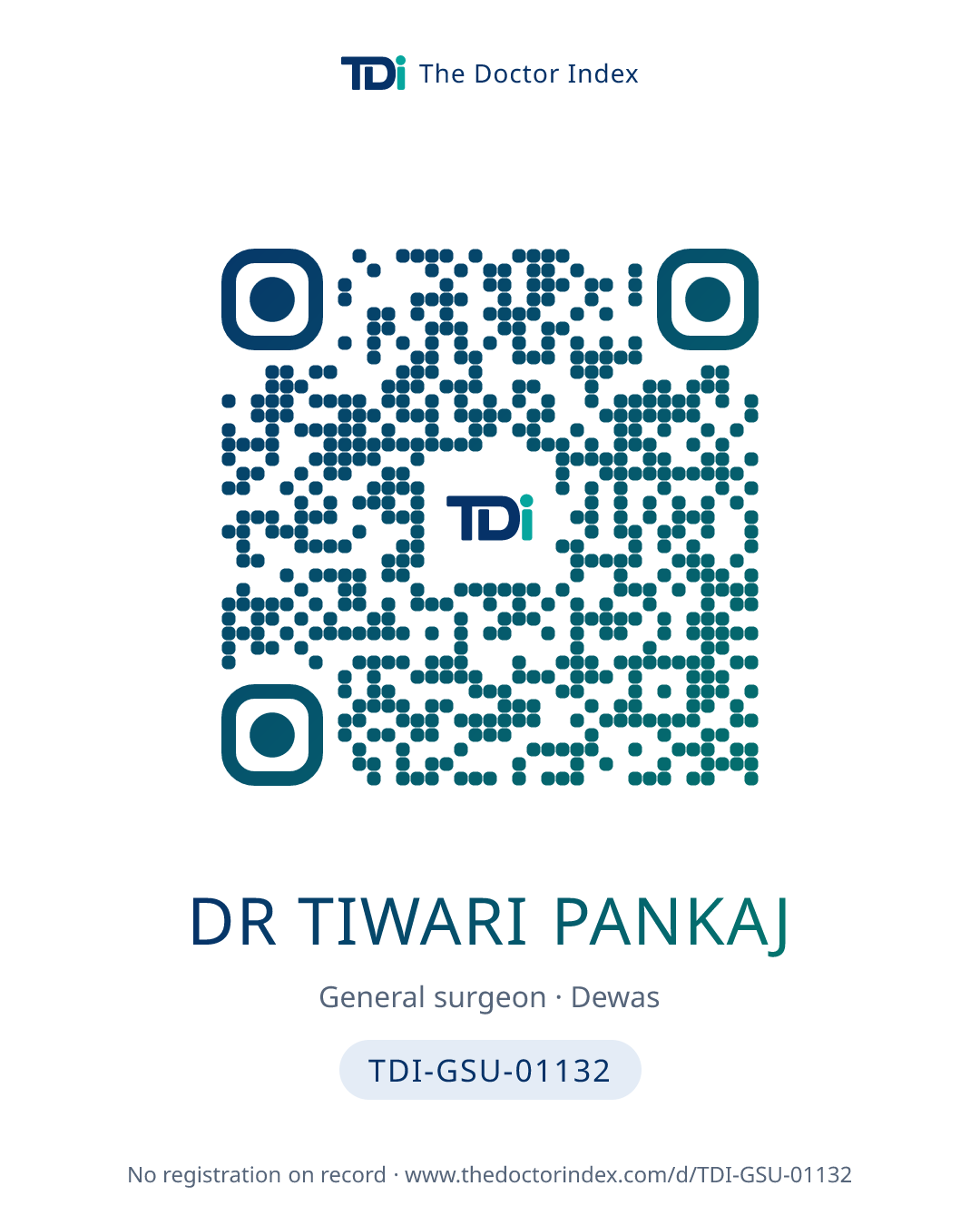 QR card for Dr Tiwari Pankaj, TDI-GSU-01132