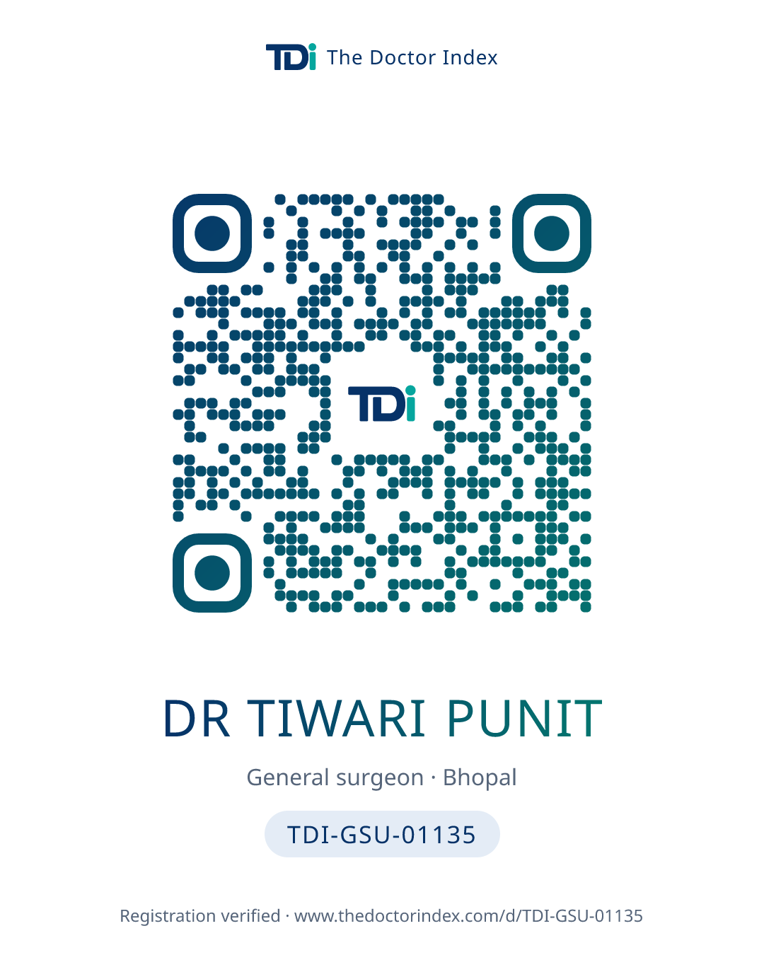 QR card for Dr Tiwari Punit, TDI-GSU-01135