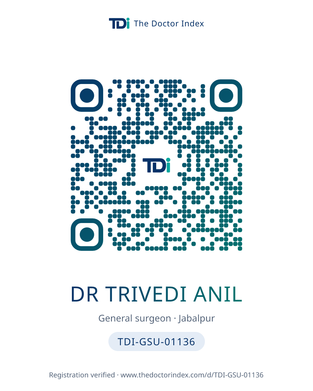 QR card for Dr Trivedi Anil, TDI-GSU-01136