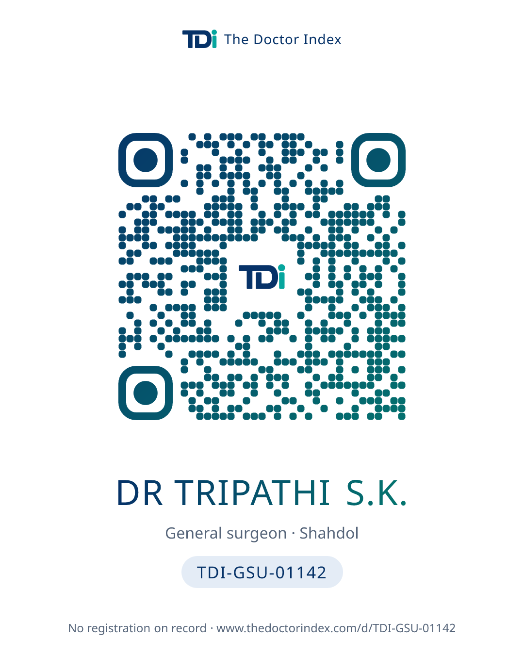 QR card for Dr Tripathi S.K., TDI-GSU-01142