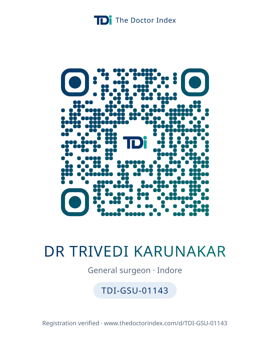 QR card for Dr Trivedi Karunakar, TDI-GSU-01143