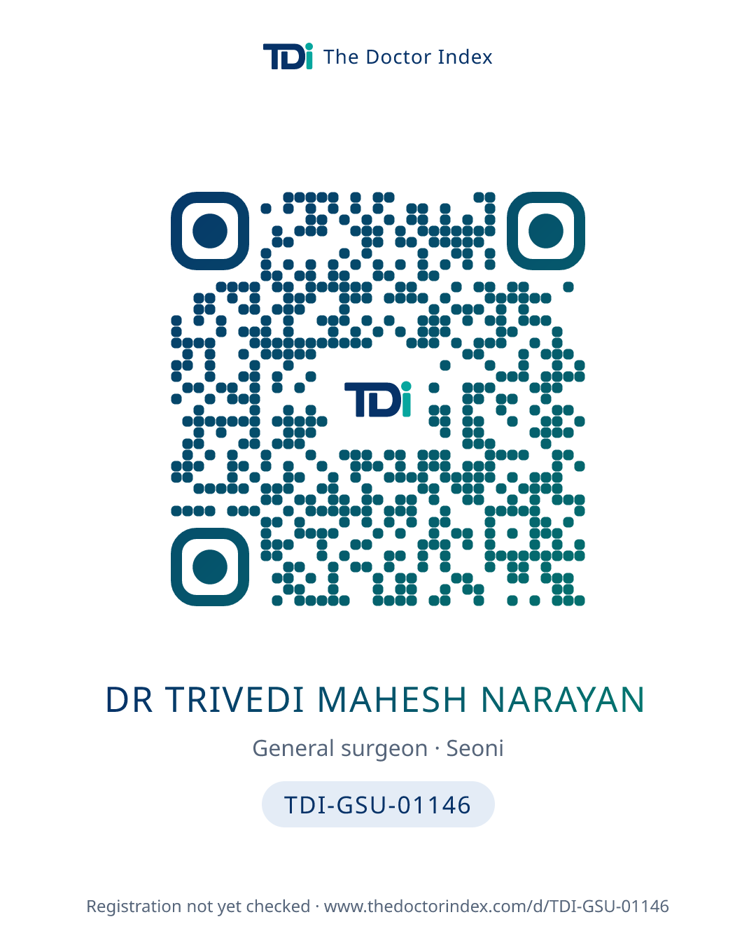 QR card for Dr Trivedi Mahesh Narayan, TDI-GSU-01146