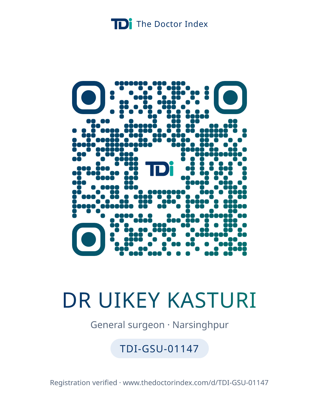 QR card for Dr Uikey Kasturi, TDI-GSU-01147