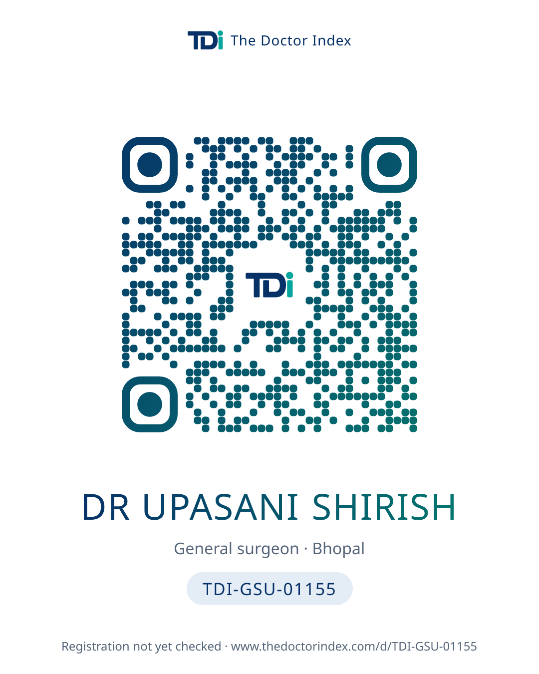 QR card for Dr Upasani Shirish, TDI-GSU-01155
