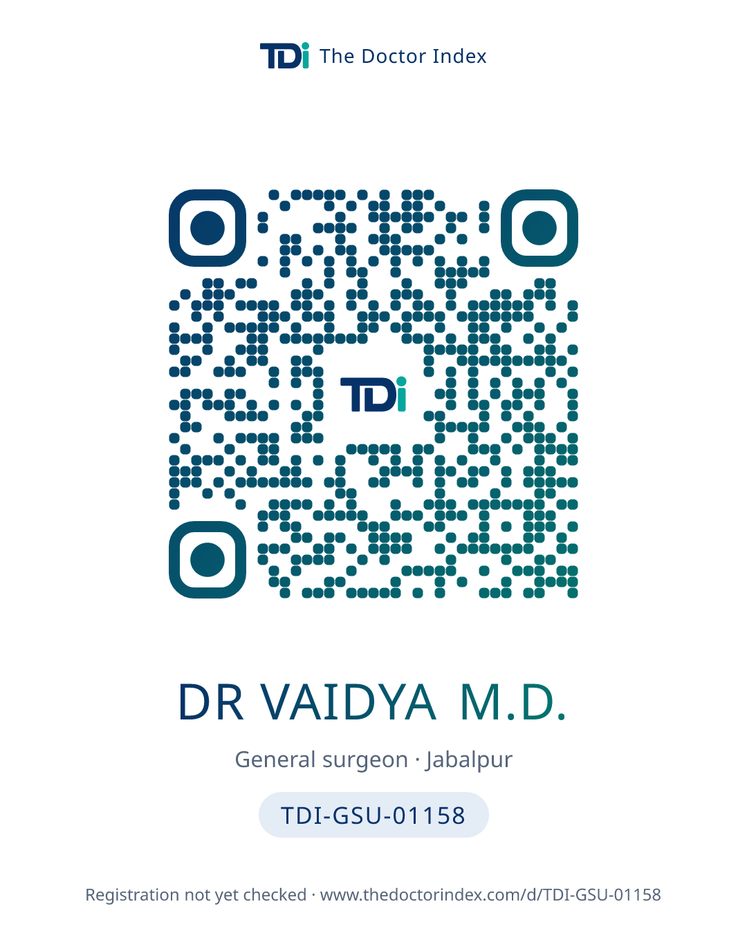 QR card for Dr Vaidya M.D., TDI-GSU-01158