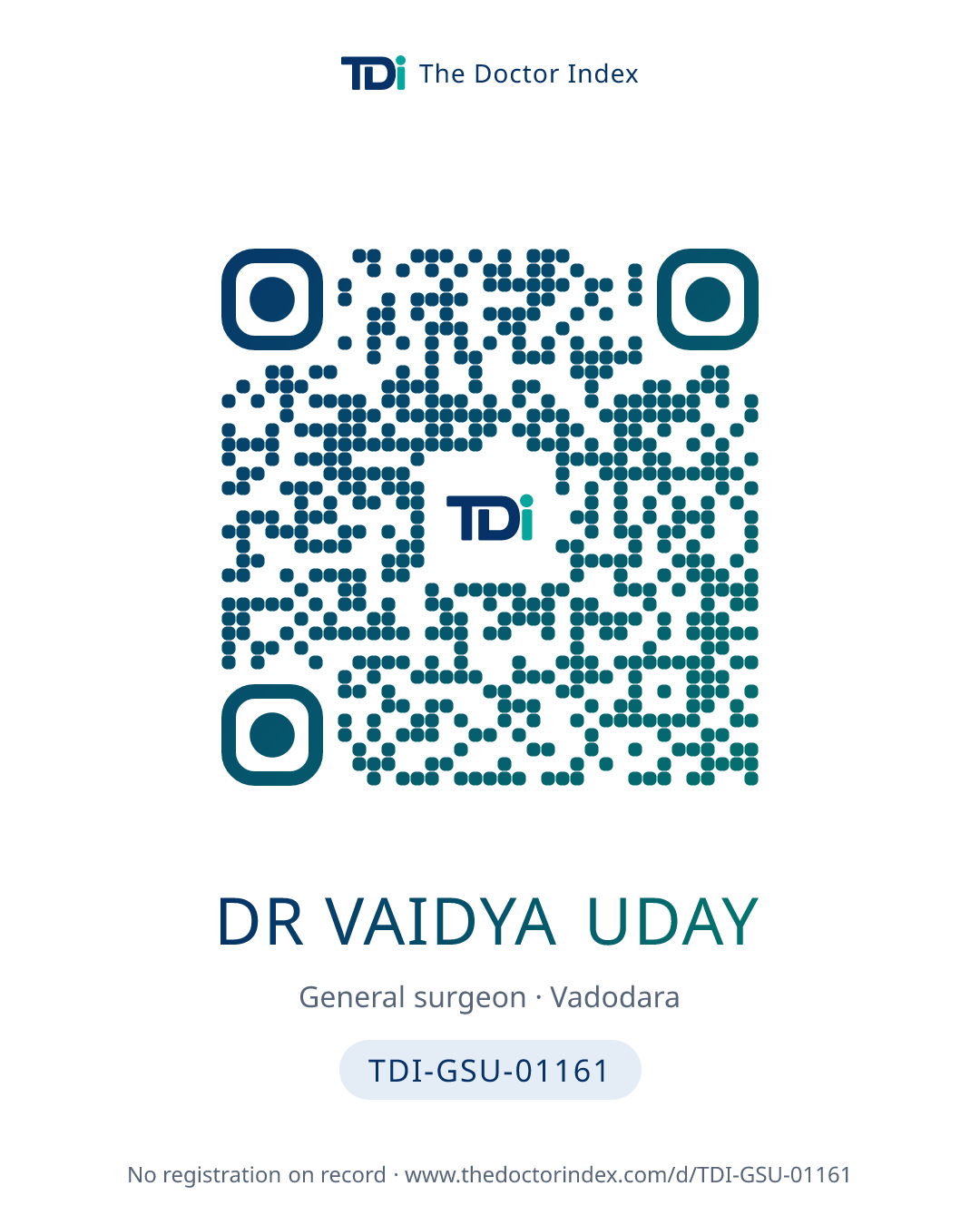 QR card for Dr Vaidya Uday, TDI-GSU-01161