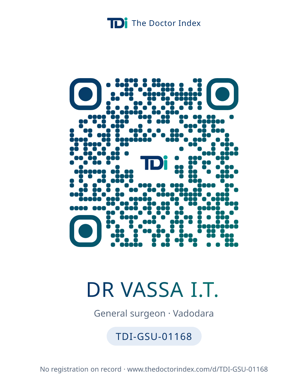 QR card for Dr Vassa I.T., TDI-GSU-01168