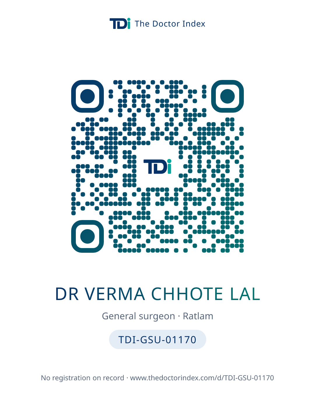 QR card for Dr Verma Chhote Lal, TDI-GSU-01170