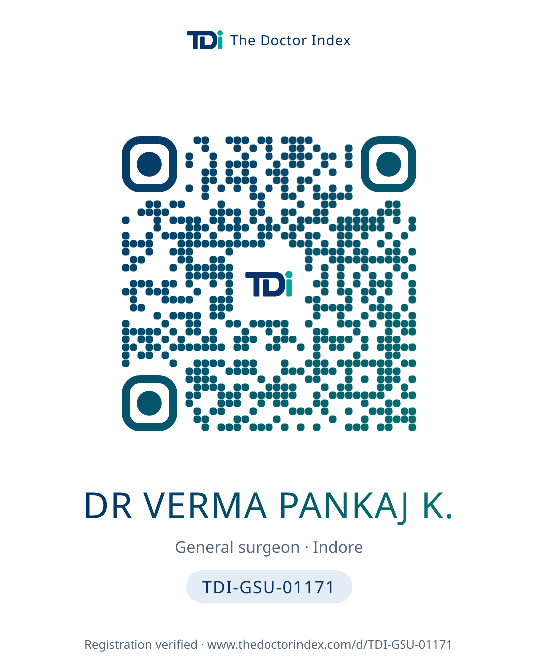 QR card for Dr Verma Pankaj K., TDI-GSU-01171