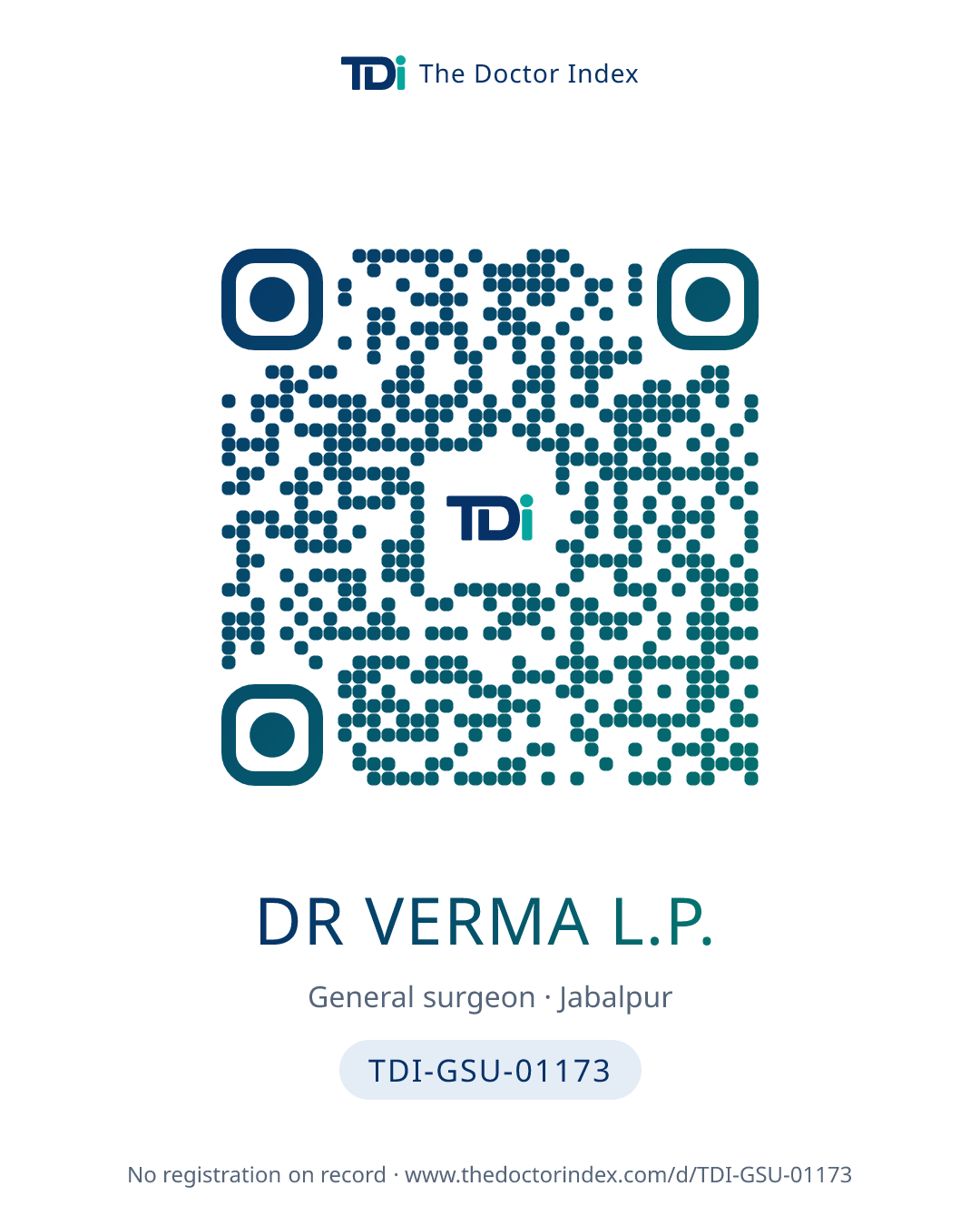 QR card for Dr Verma L.P., TDI-GSU-01173