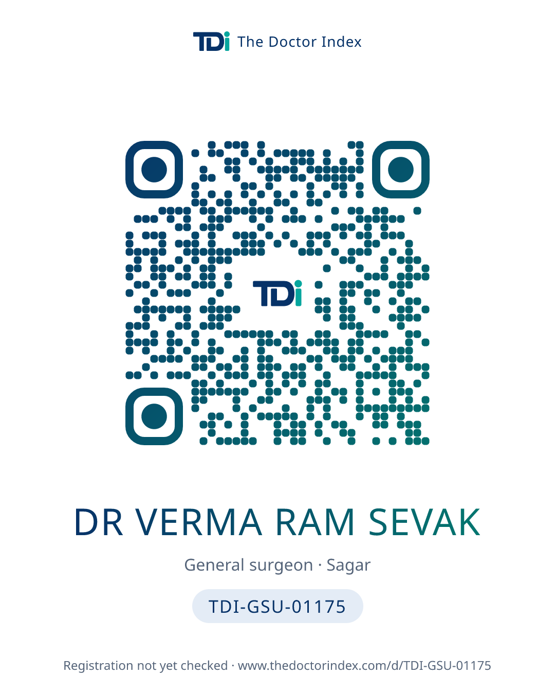 QR card for Dr Verma Ram Sevak, TDI-GSU-01175