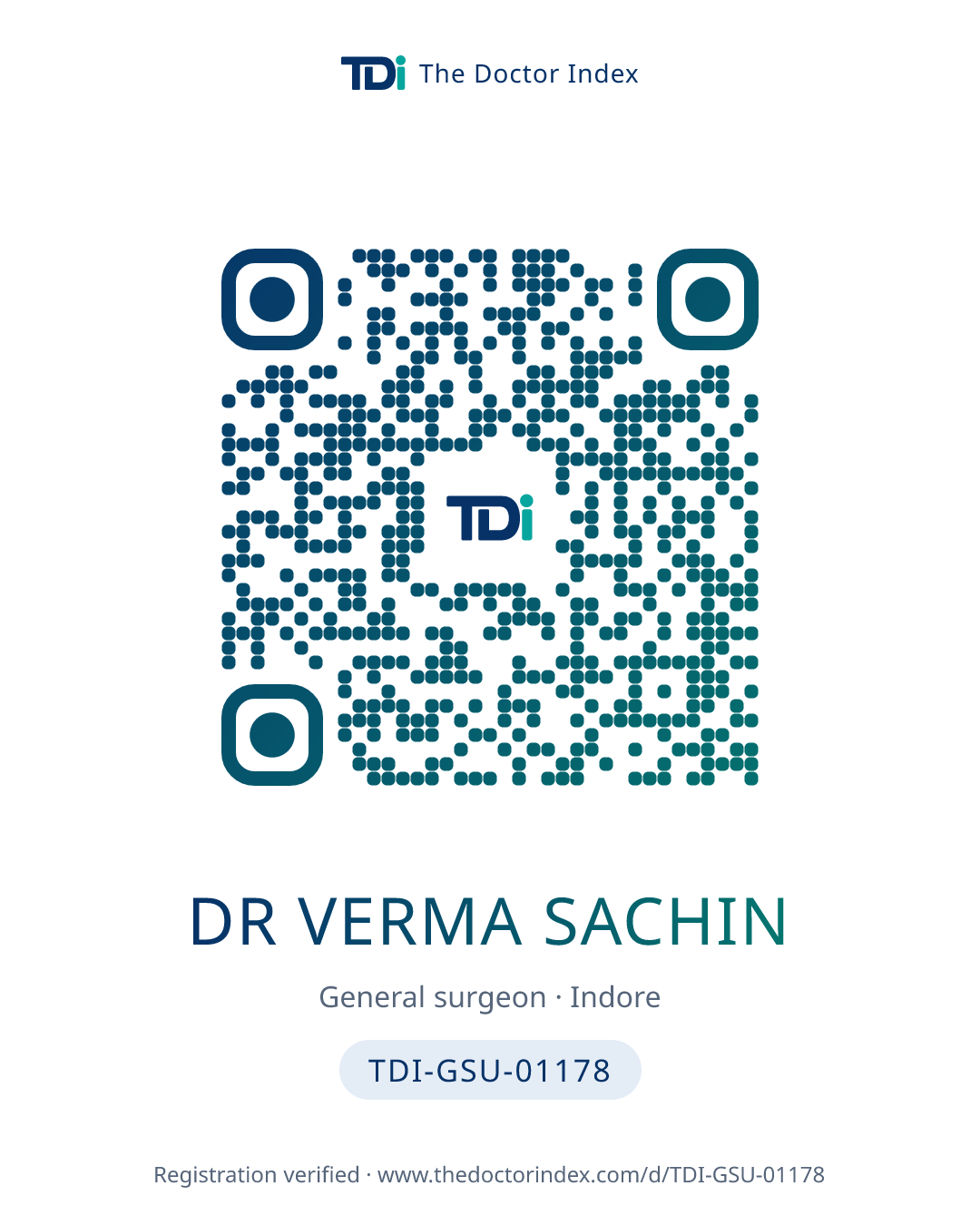 QR card for Dr Verma Sachin, TDI-GSU-01178