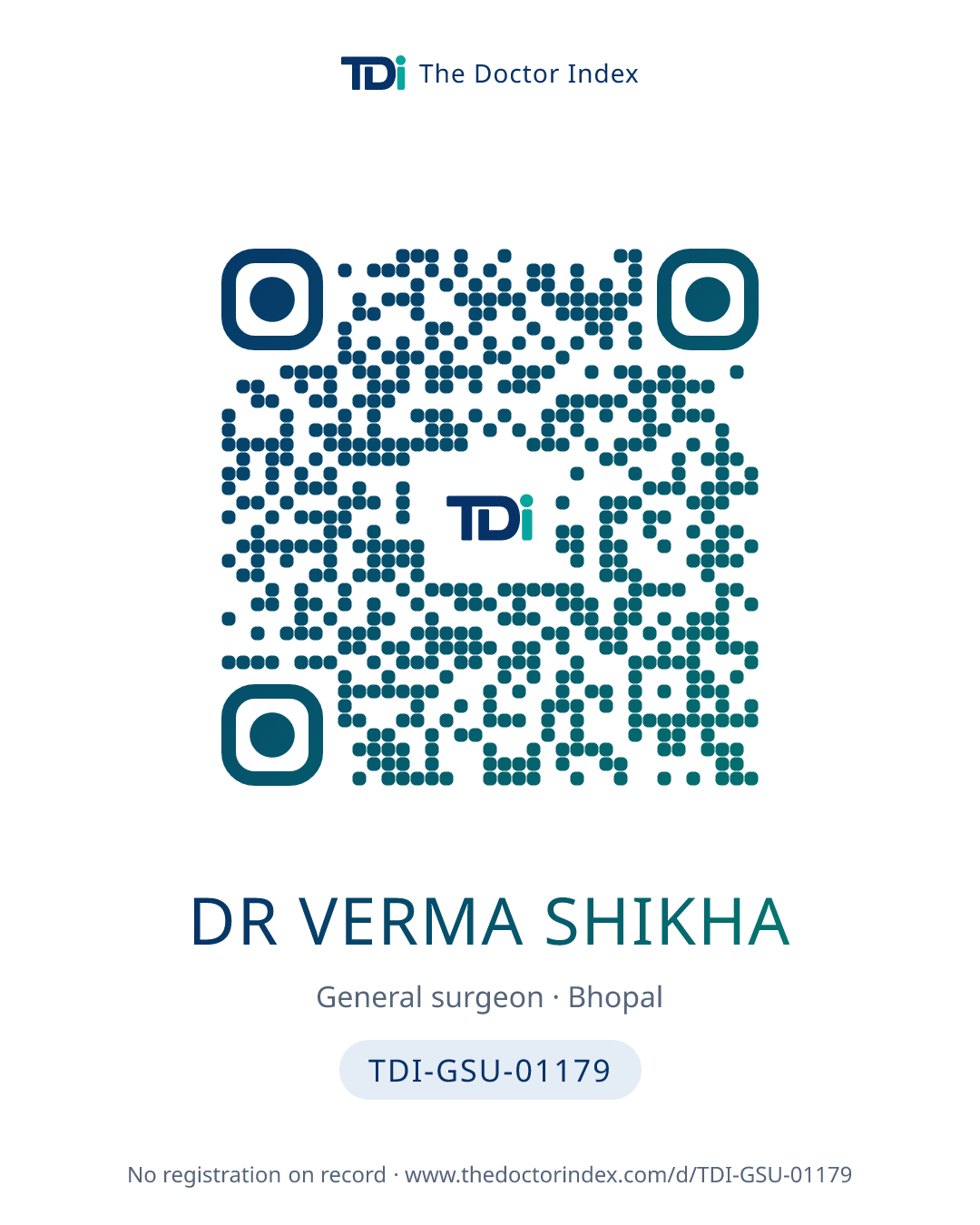 QR card for Dr Verma Shikha, TDI-GSU-01179