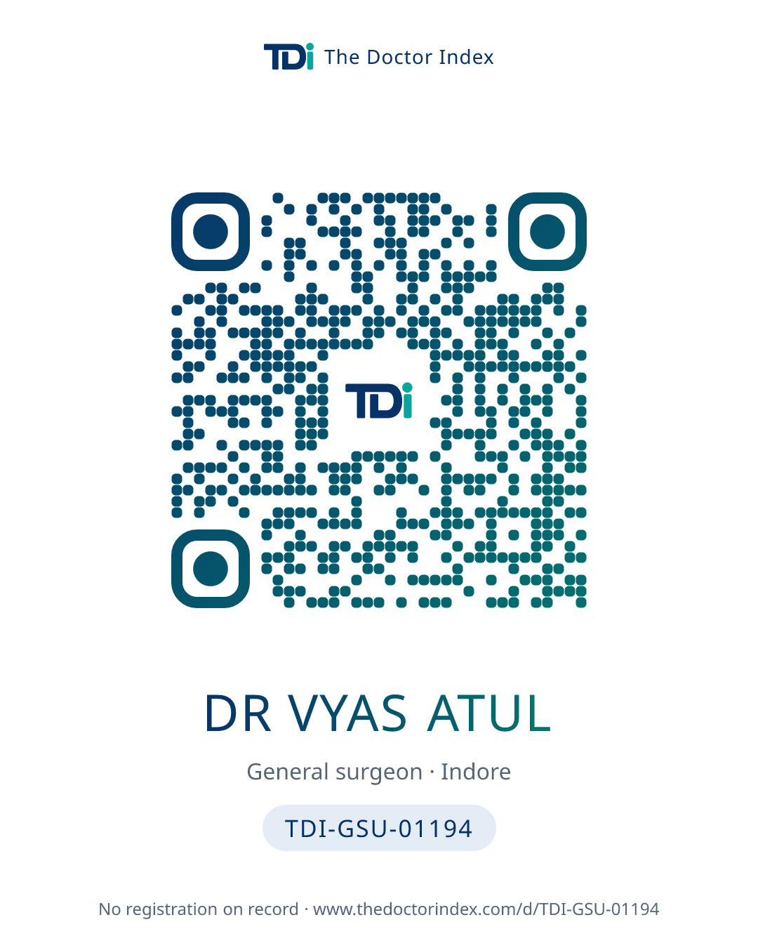 QR card for Dr Vyas Atul, TDI-GSU-01194
