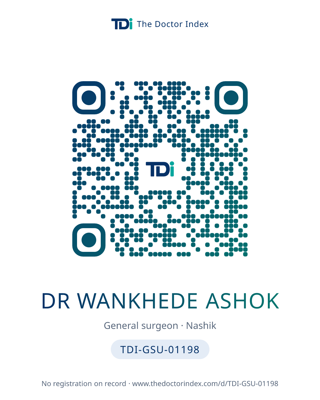 QR card for Dr Wankhede Ashok, TDI-GSU-01198