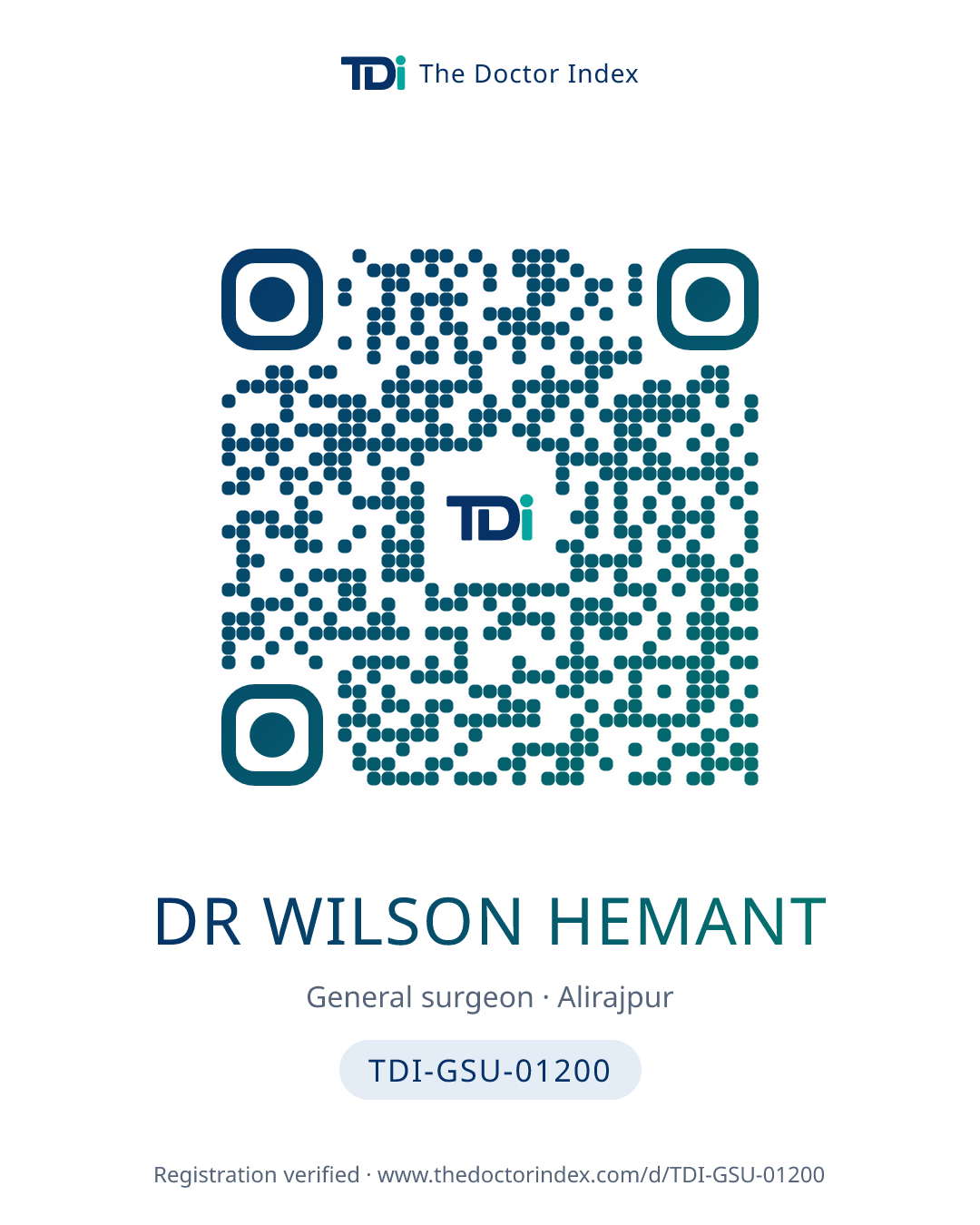QR card for Dr Wilson Hemant, TDI-GSU-01200