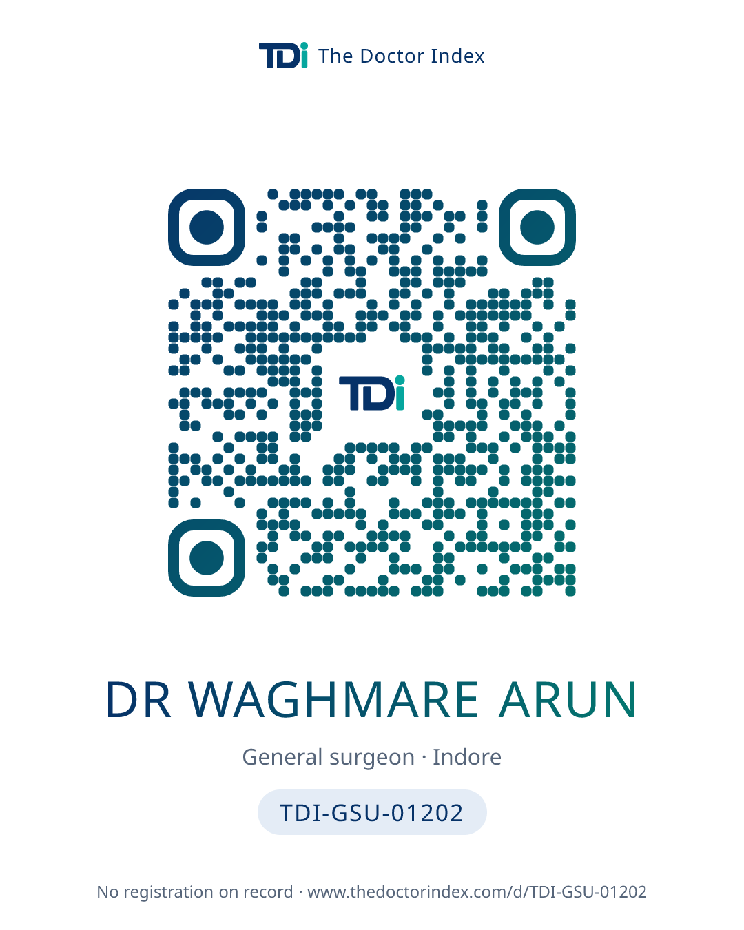 QR card for Dr Waghmare Arun, TDI-GSU-01202