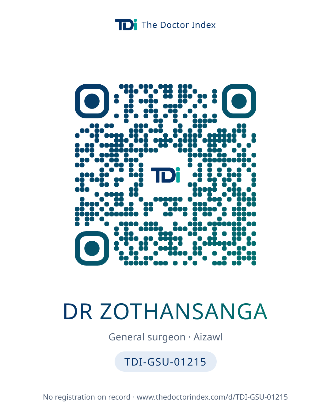 QR card for Dr Zothansanga, TDI-GSU-01215
