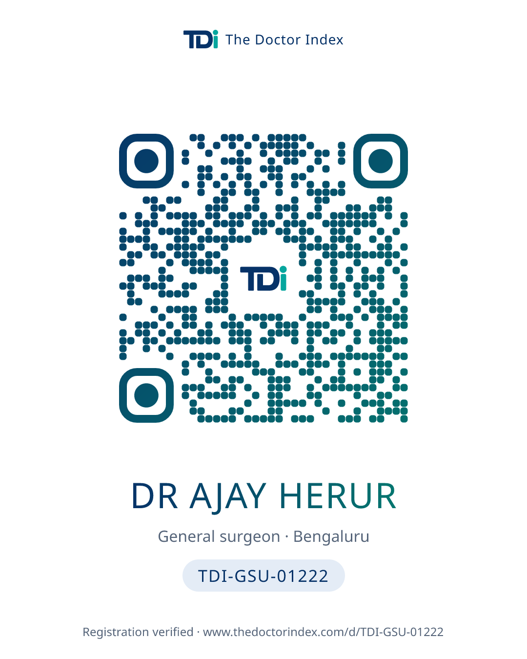 QR card for Dr Ajay Herur, TDI-GSU-01222