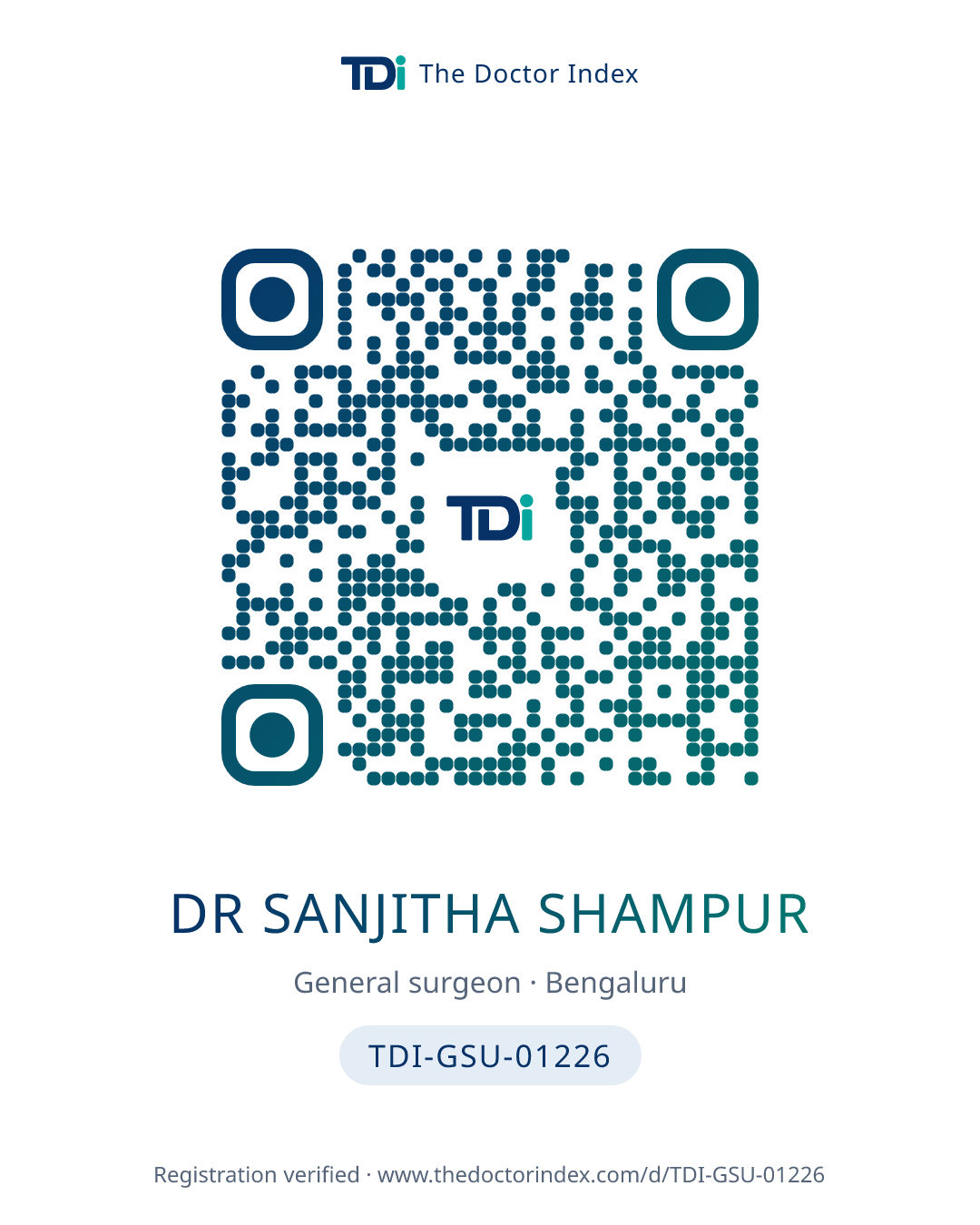 QR card for Dr Sanjitha Shampur, TDI-GSU-01226