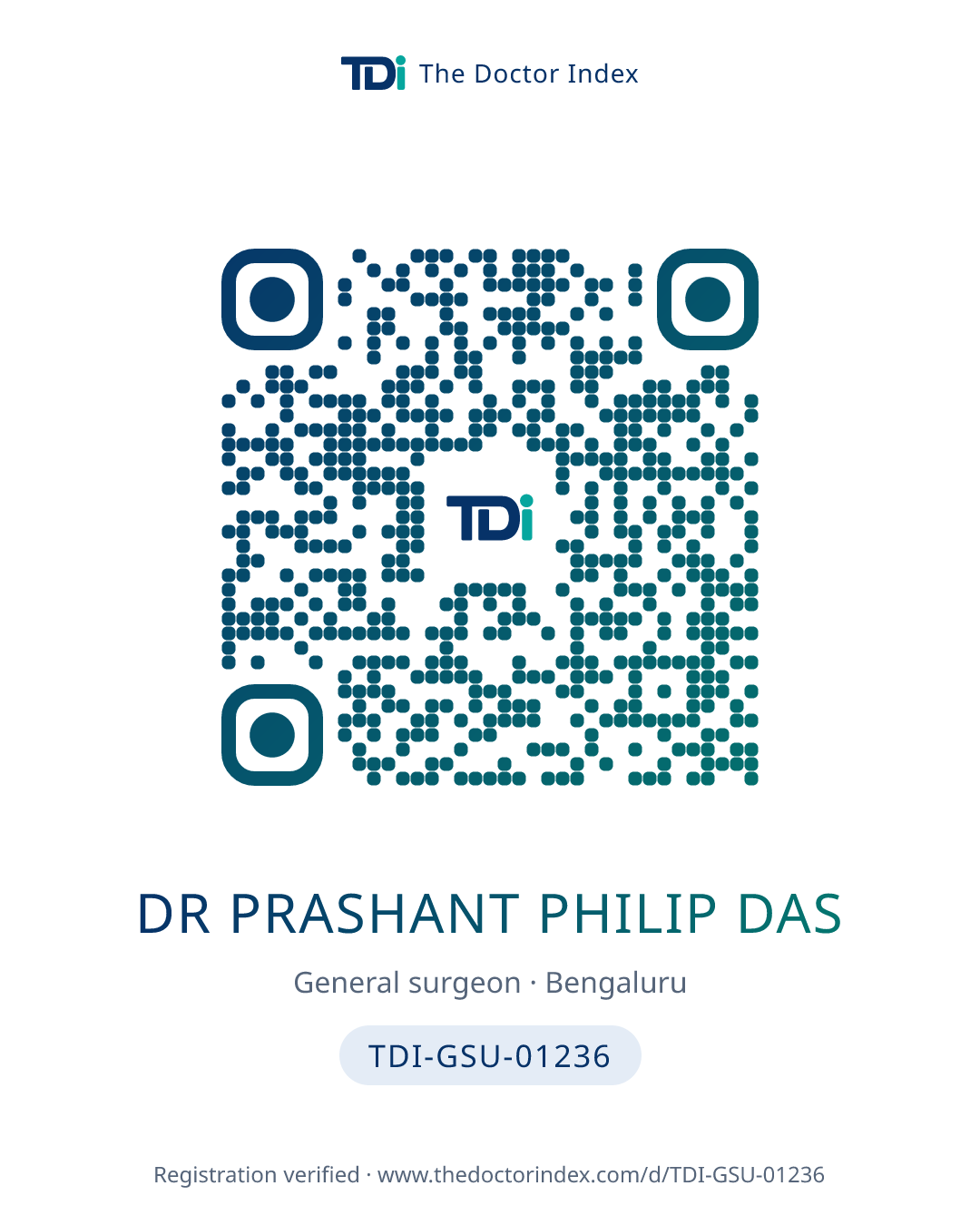 QR card for Dr Prashant Philip Das, TDI-GSU-01236