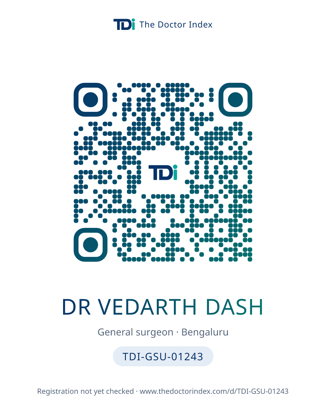 QR card for Dr Vedarth Dash, TDI-GSU-01243