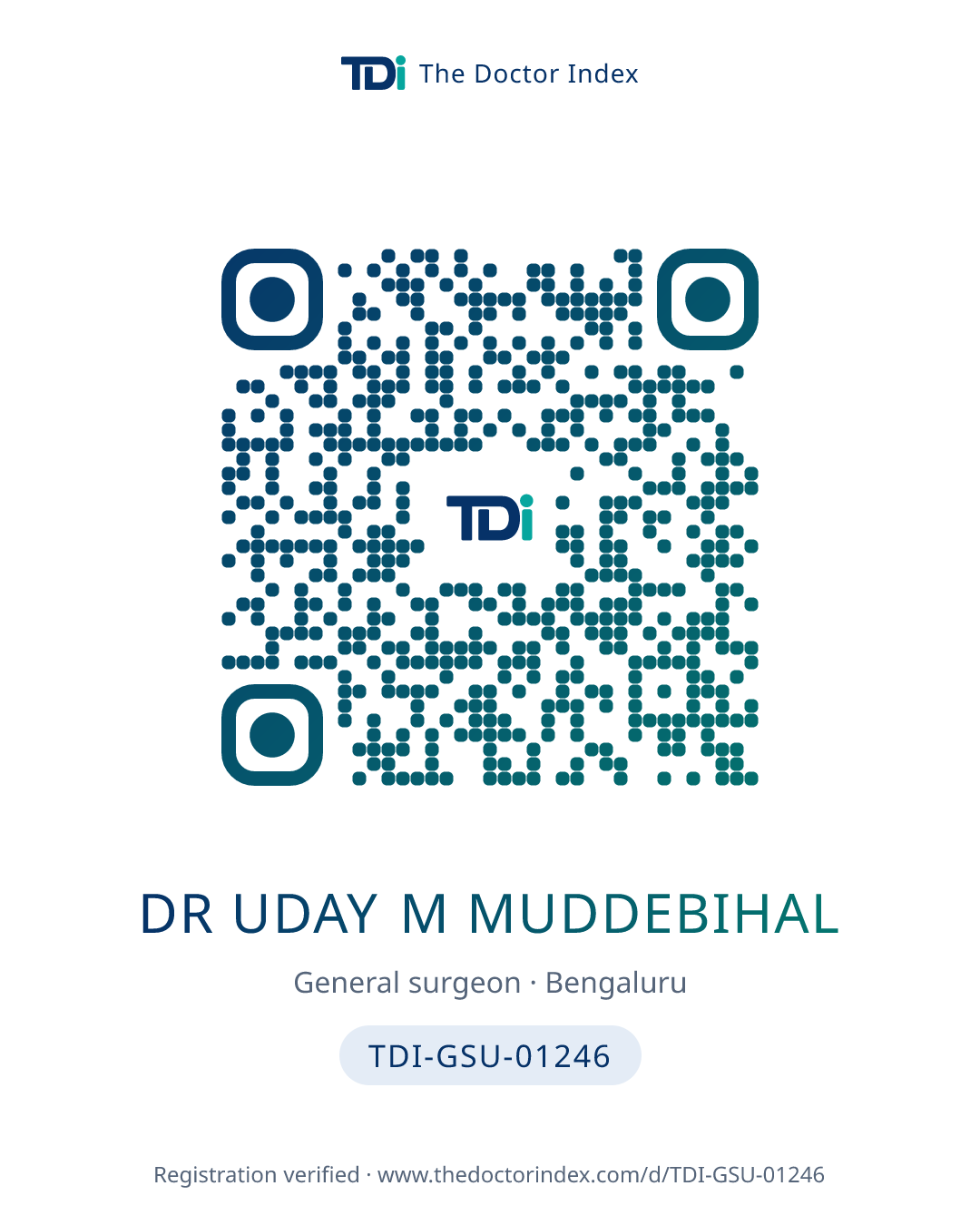 QR card for Dr Uday M Muddebihal, TDI-GSU-01246