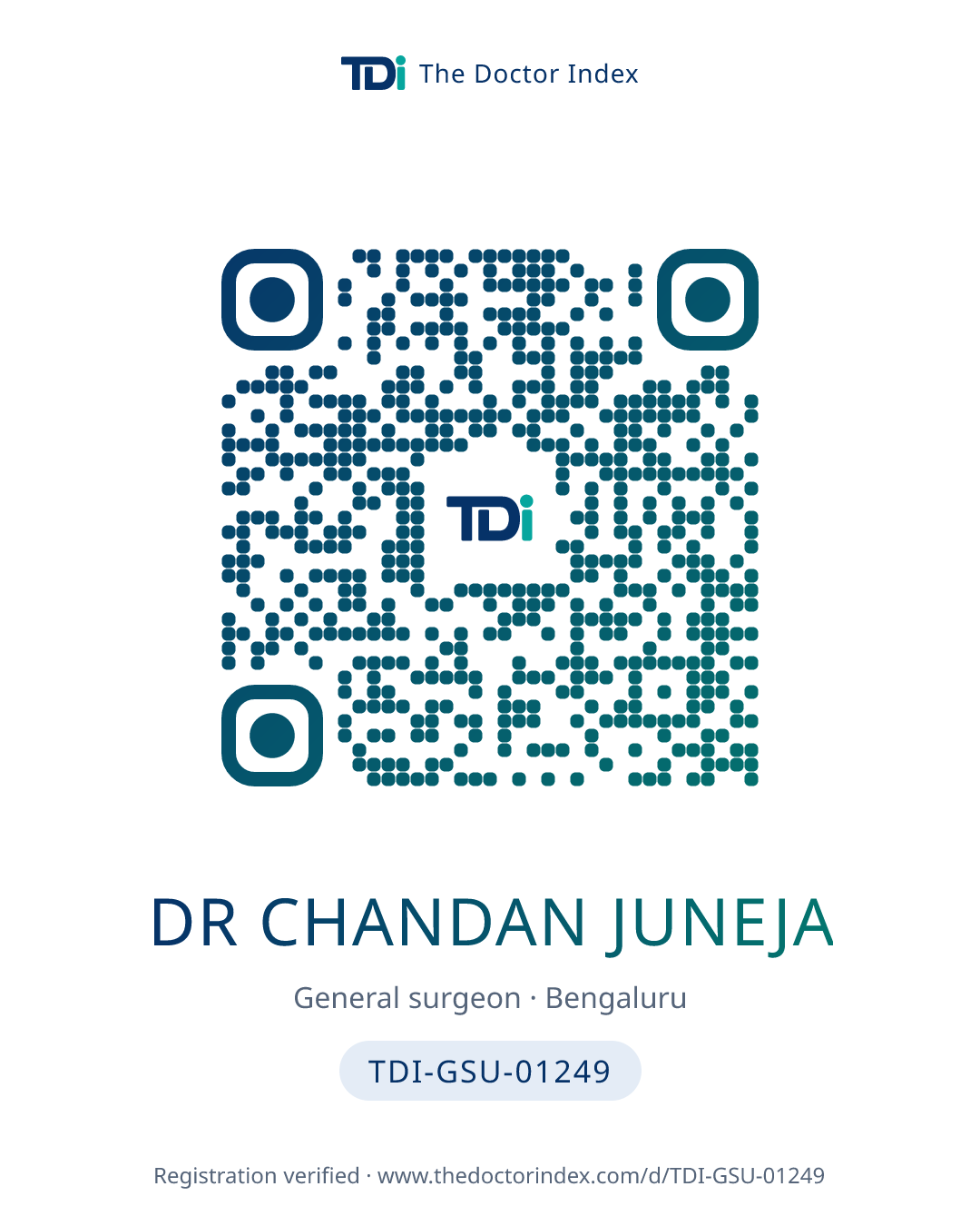 QR card for Dr Chandan Juneja, TDI-GSU-01249