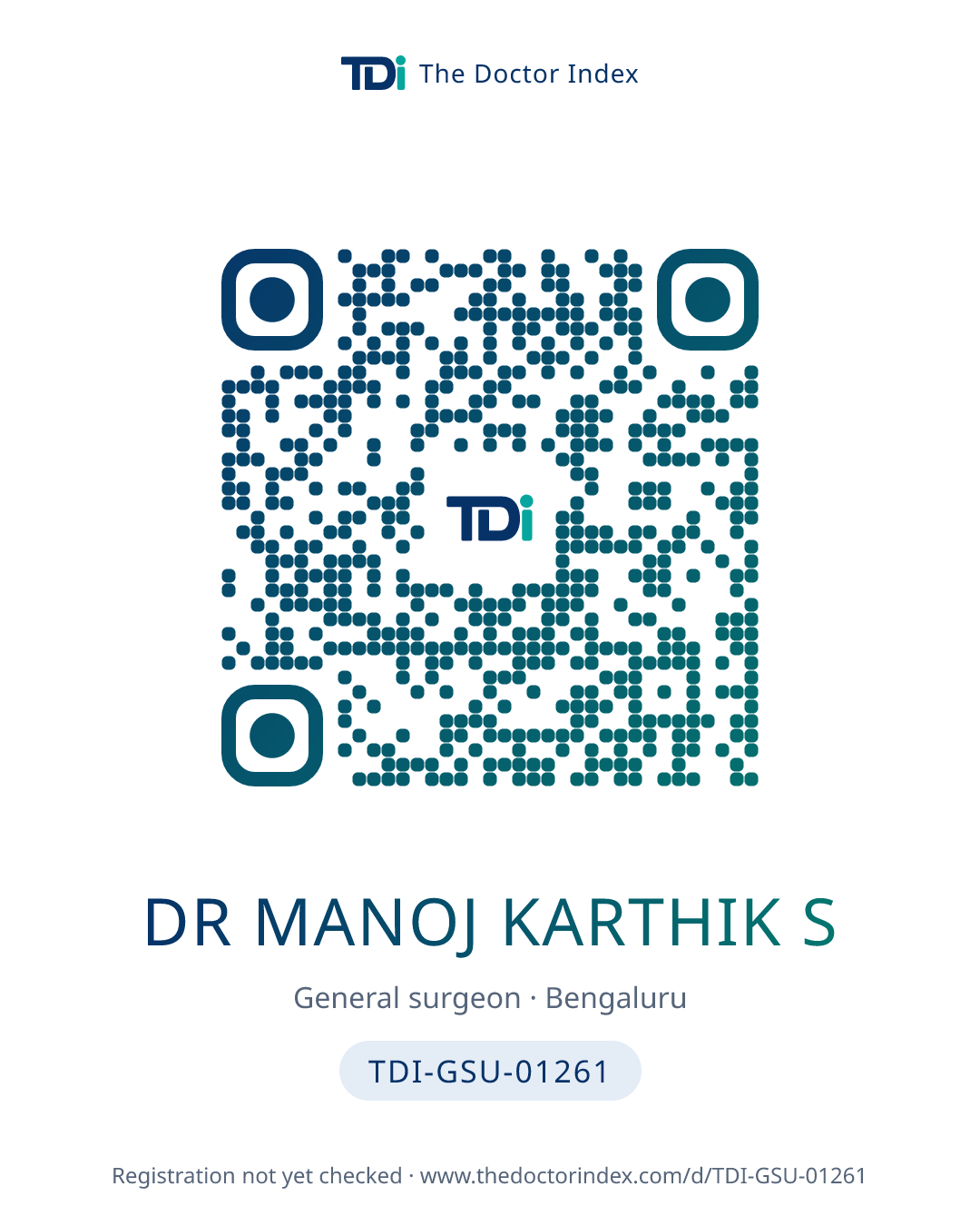 QR card for Dr Manoj Karthik S, TDI-GSU-01261