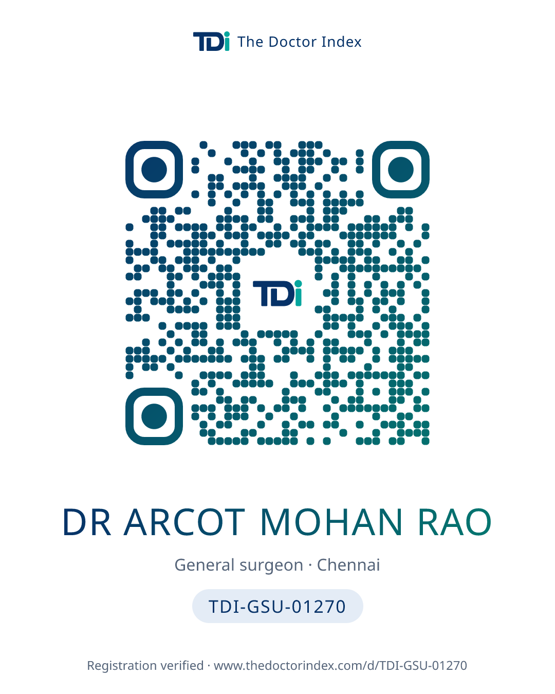 QR card for Dr Arcot Mohan Rao, TDI-GSU-01270