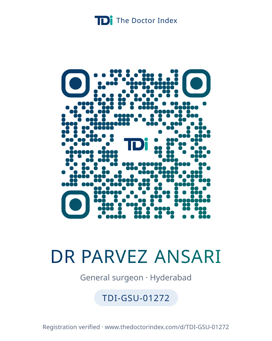 QR card for Dr Parvez Ansari, TDI-GSU-01272